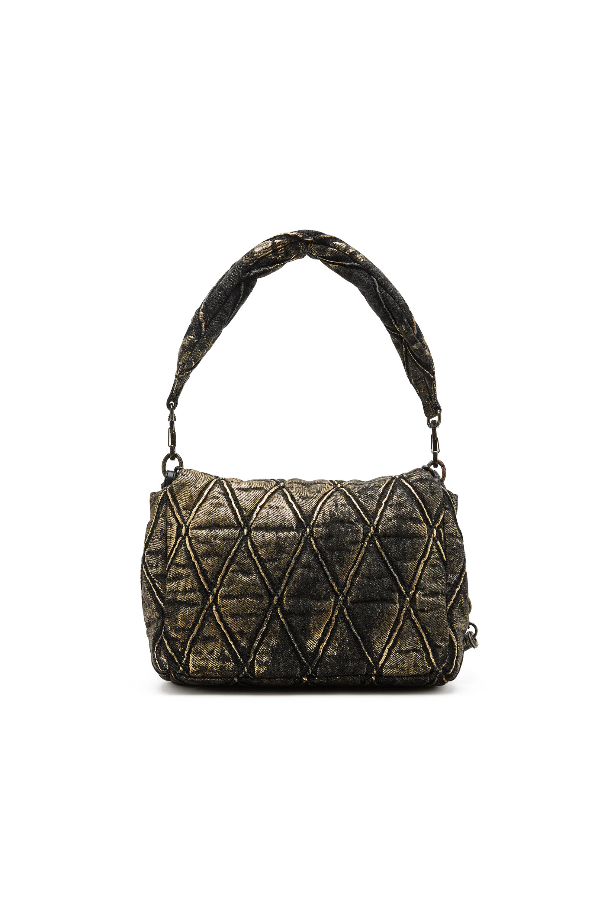 Diesel - CHARM-D SHOULDER M, Woman's Charm-D M-Shoulder bag in metallic quilted denim in null - 2