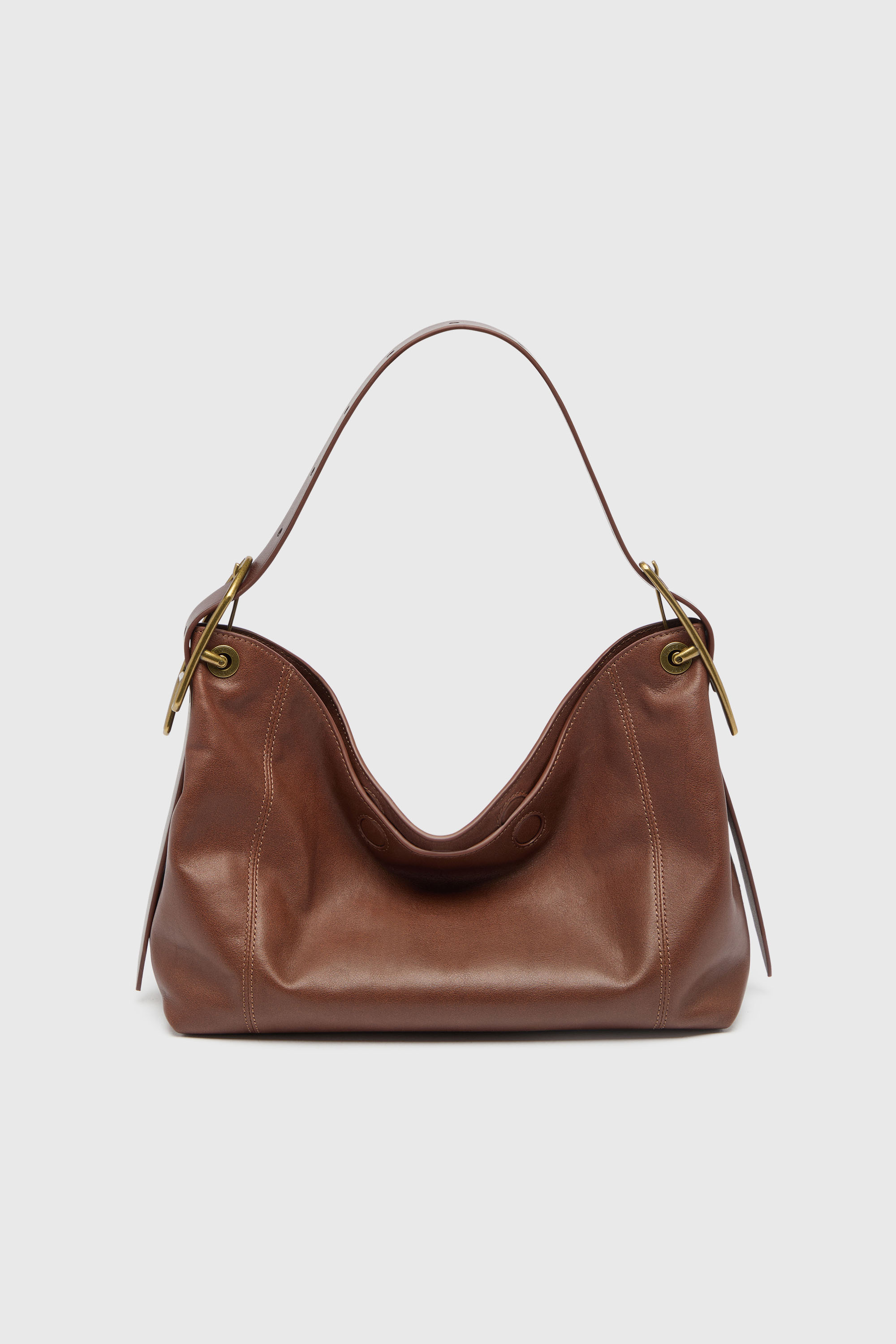 Diesel - D-LINE HOBO S, Woman's D-Line-Shoulder bag in leather in Dark Brown - 2