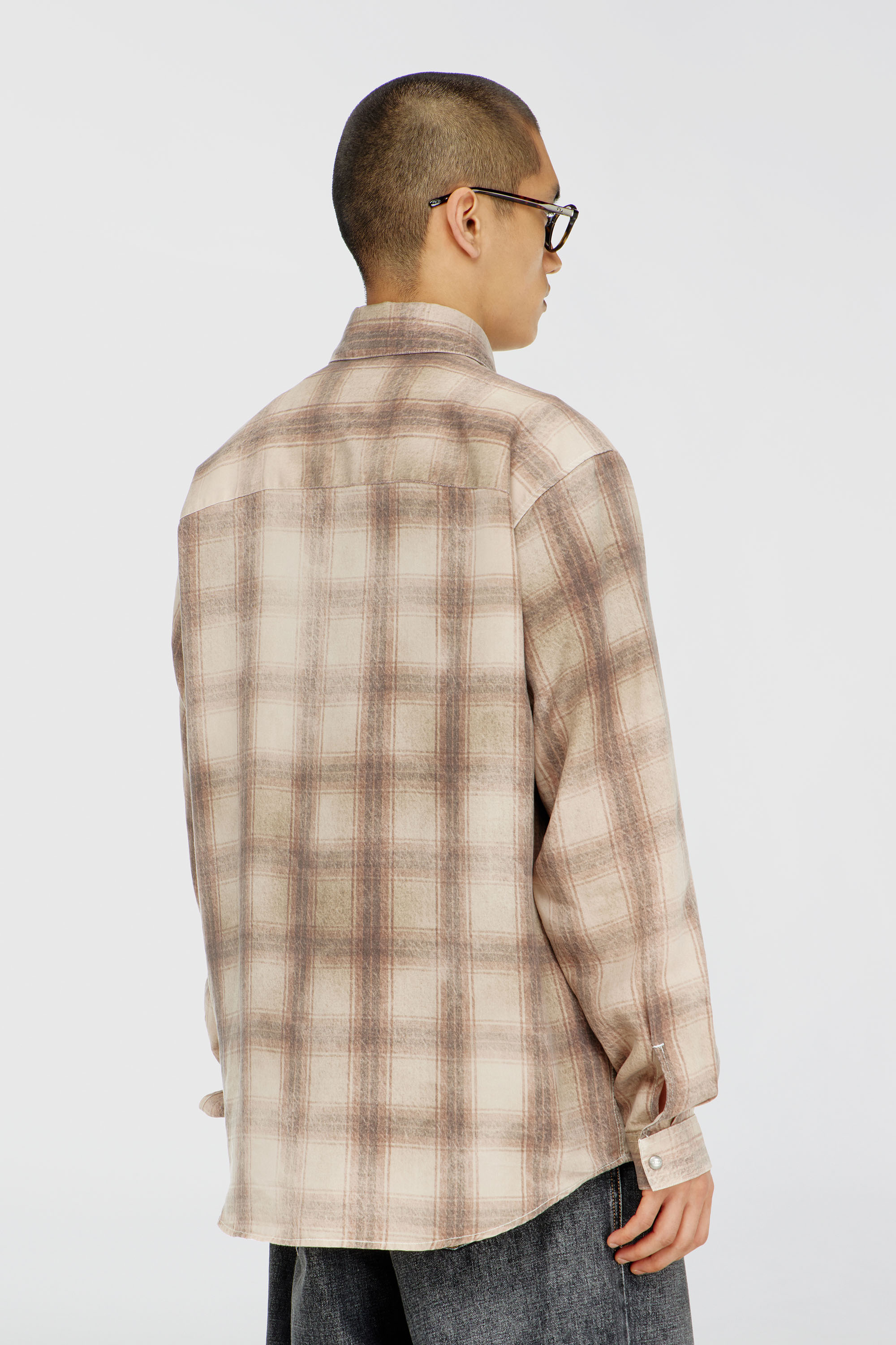 Diesel - S-SIMPLY-JMCM, Chemise &agrave; carreaux en tissu fluide Homme in Marron - 4
