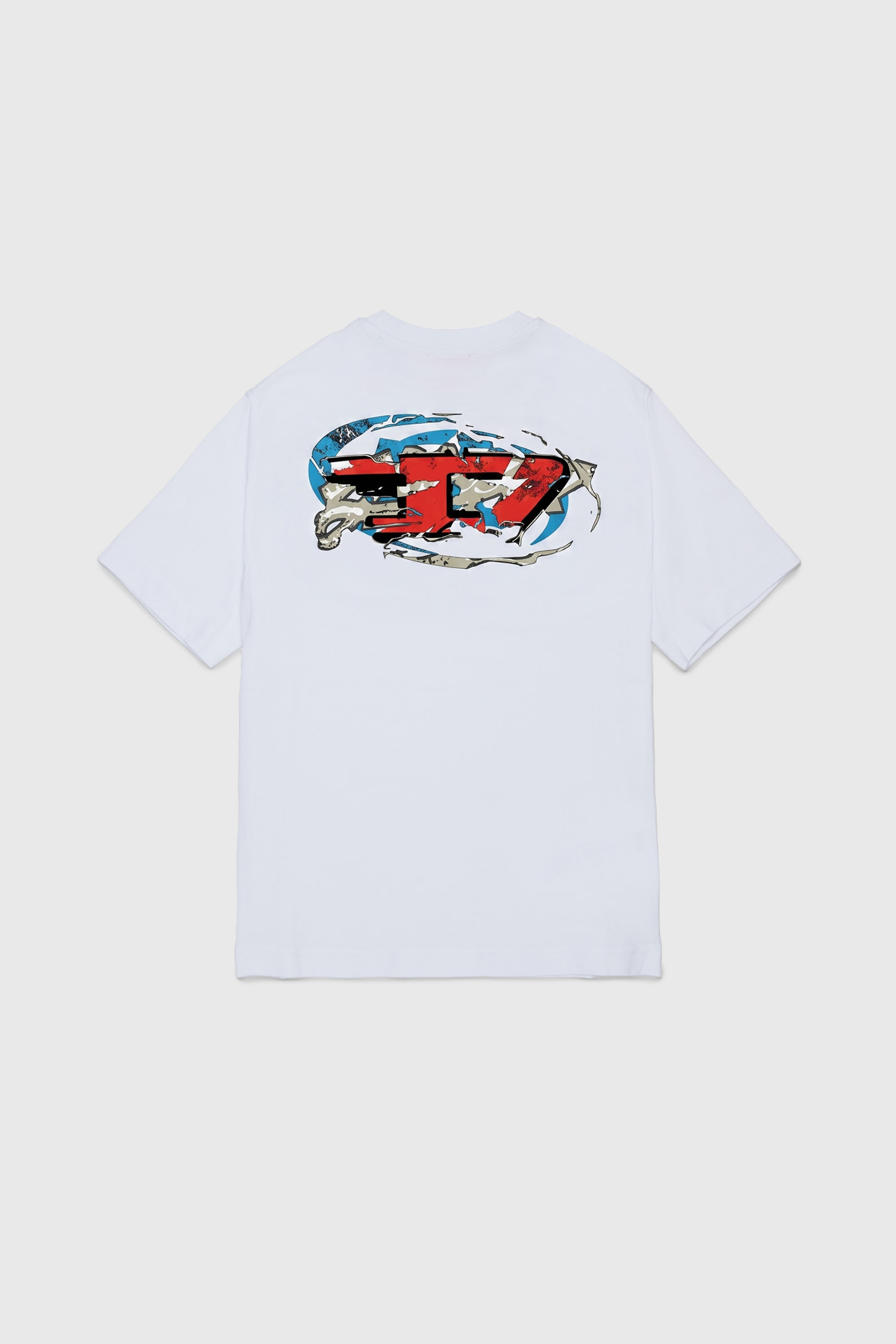 Diesel - TSCRAP OVER, T-shirt avec broderie Oval D et imprim&eacute; flock Homme in Blanc - 2
