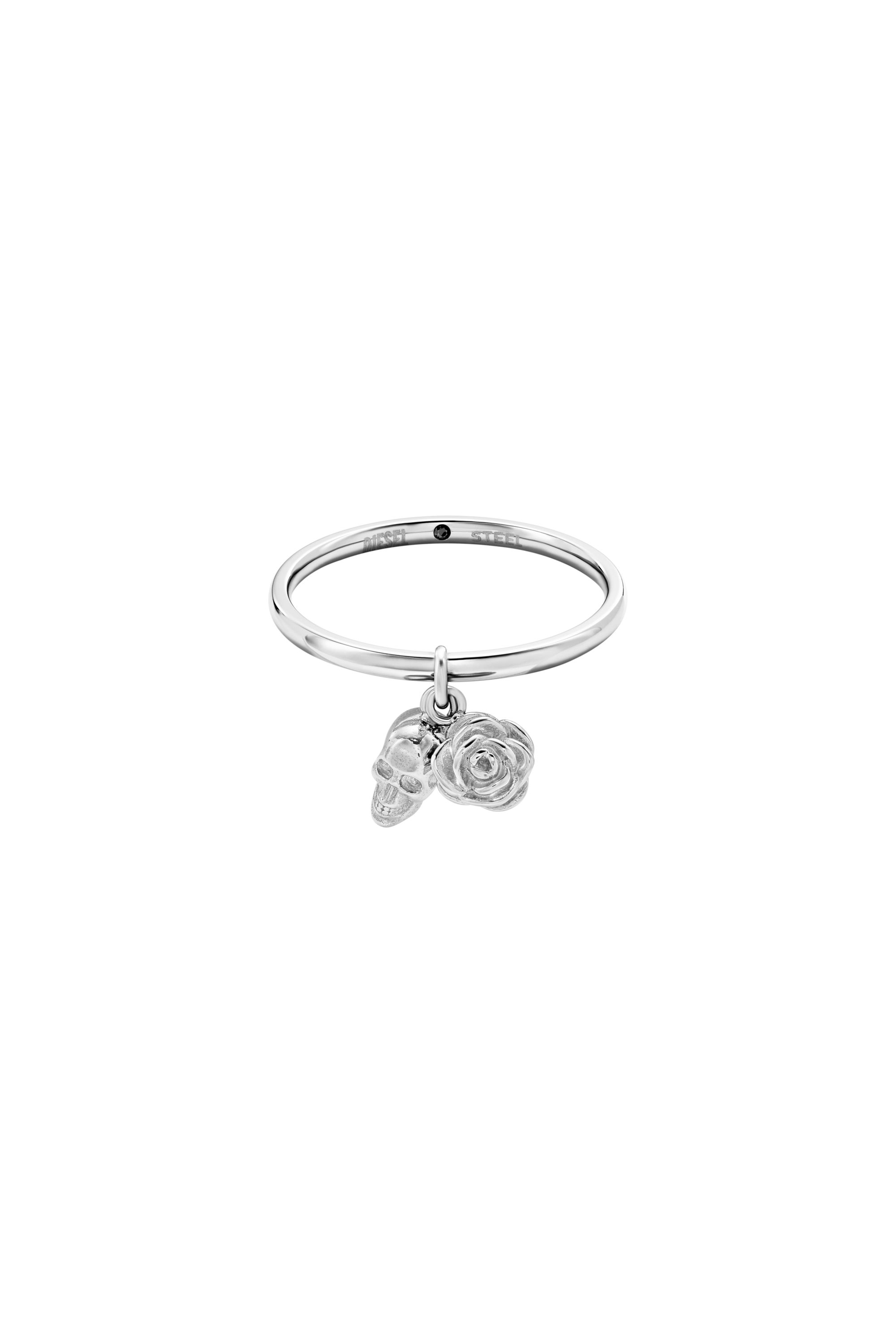 Diesel - DX1602040, Bague à breloque crâne en acier inoxydable Mixte in Gris argenté - 2