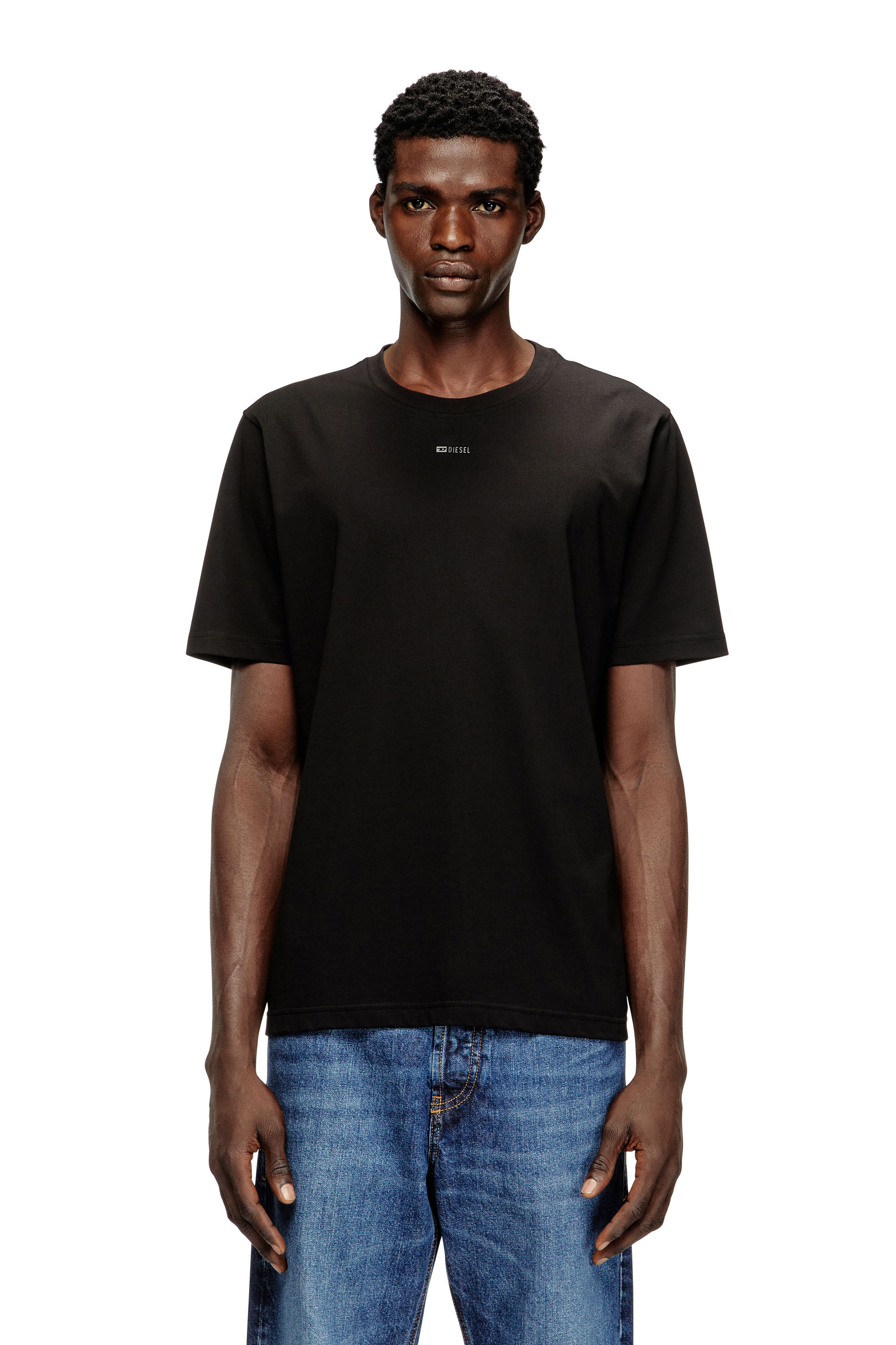 Diesel - T-ADJUST-V6, T-shirt avec micro logo métallique Homme in Noir - 3