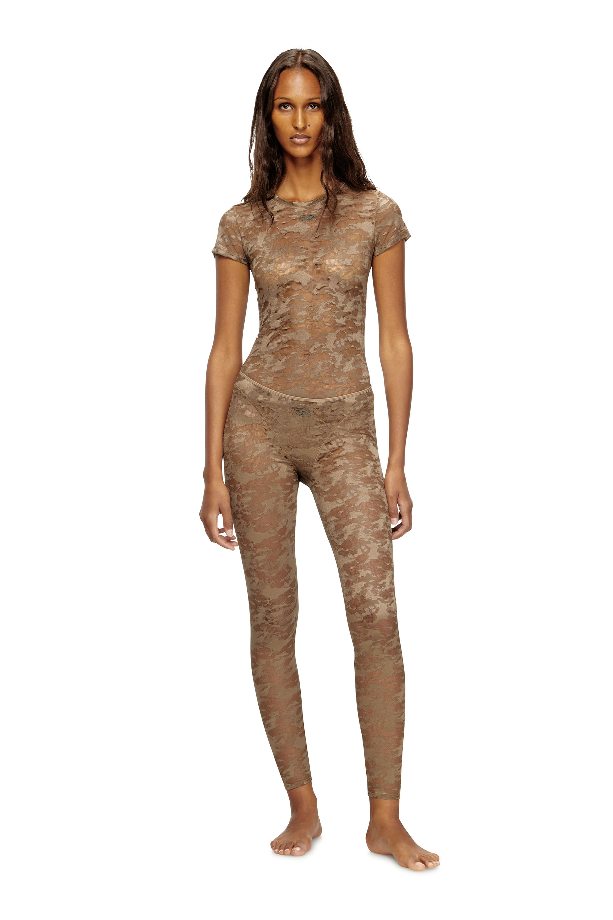 Diesel - CLAIRE-UTLT, Legging en dentelle camouflage Femme in Marron - 1