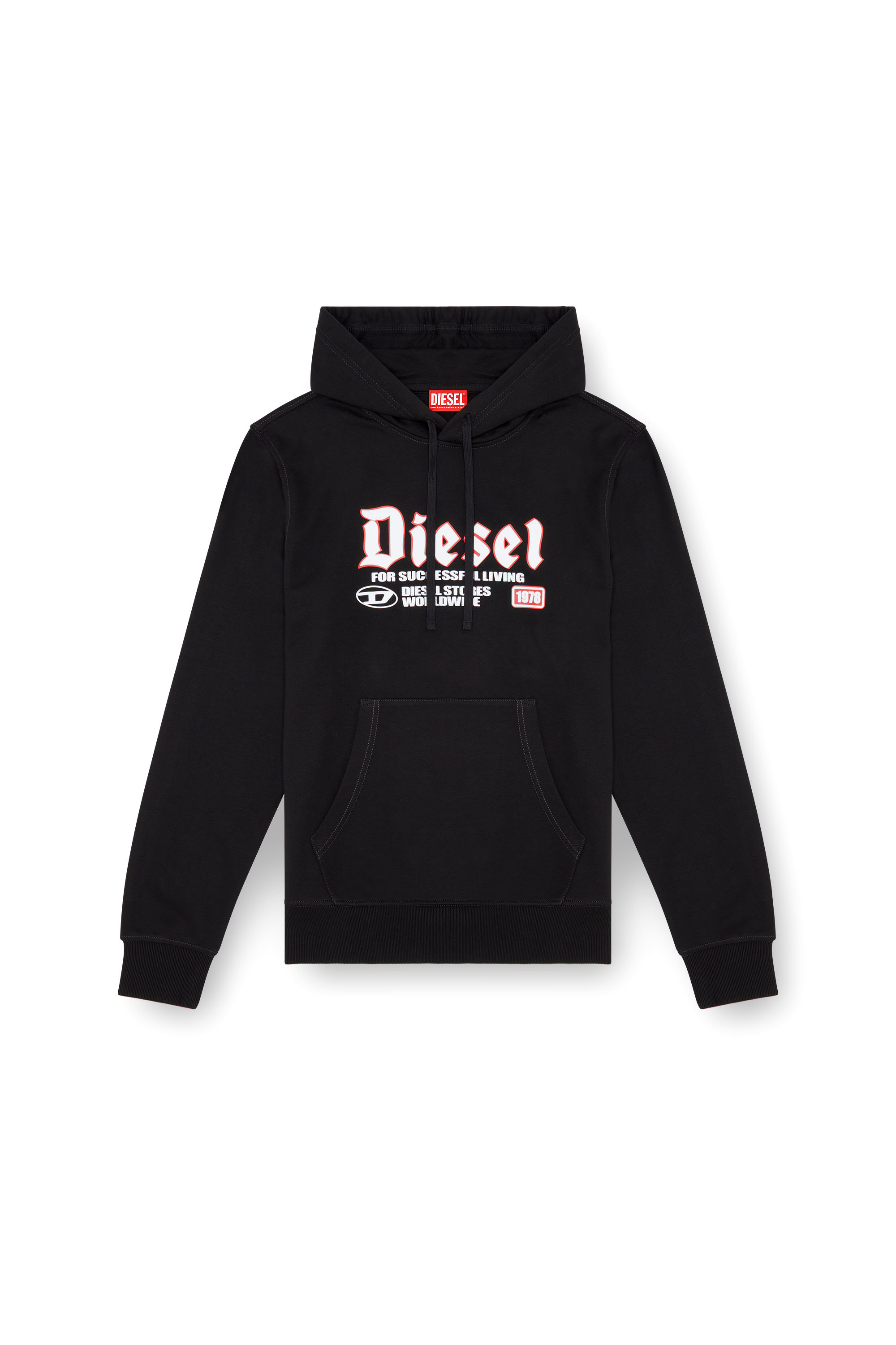 Diesel - S-GINN-HOOD-K45, Homme Sweat-shirt à capuche avec logo floqué in Noir - Image 3