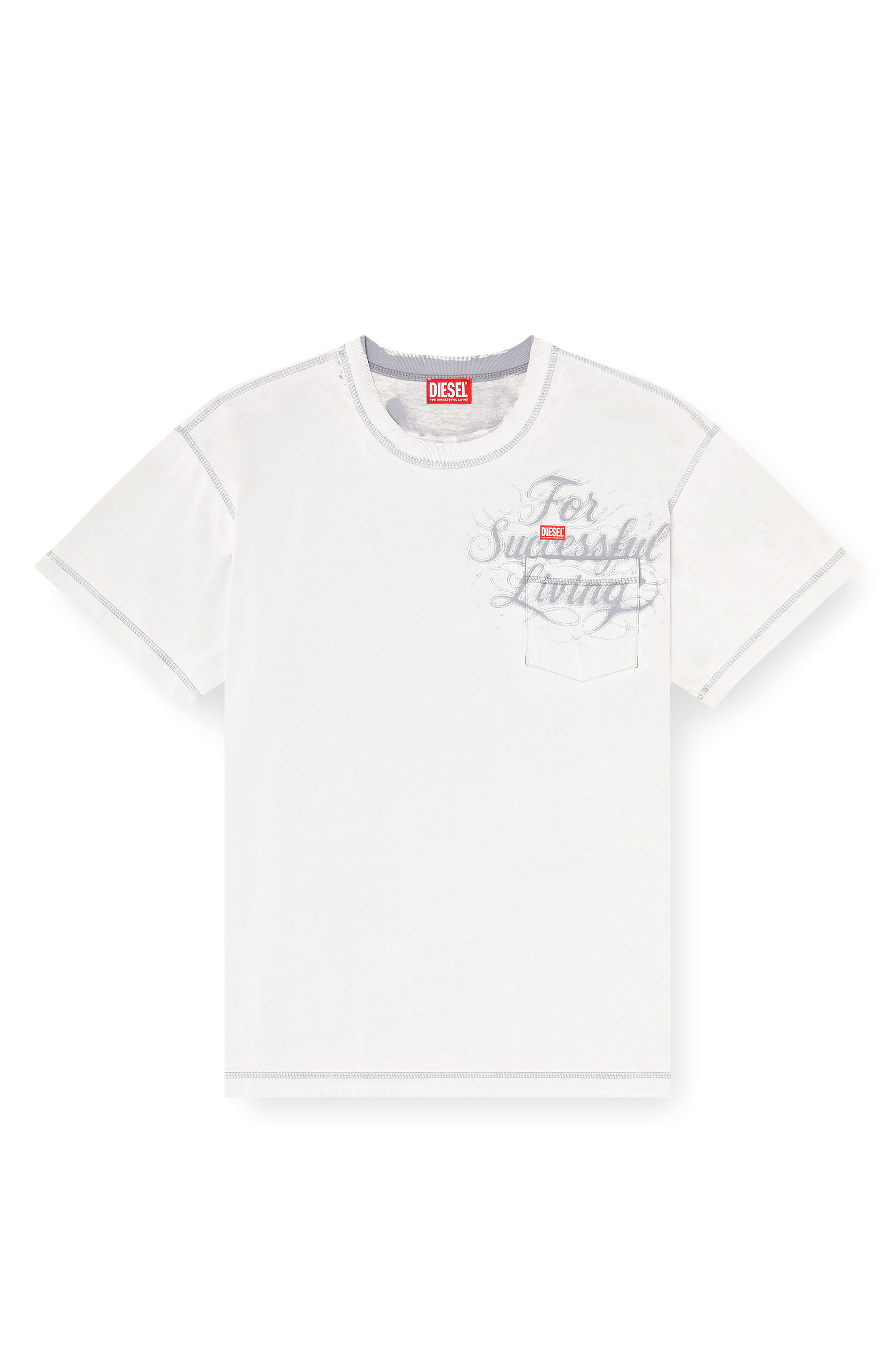 Diesel - T-NORM-POCKET-AA1, Man's T-shirt with chest pocket and graphic print in White - 3