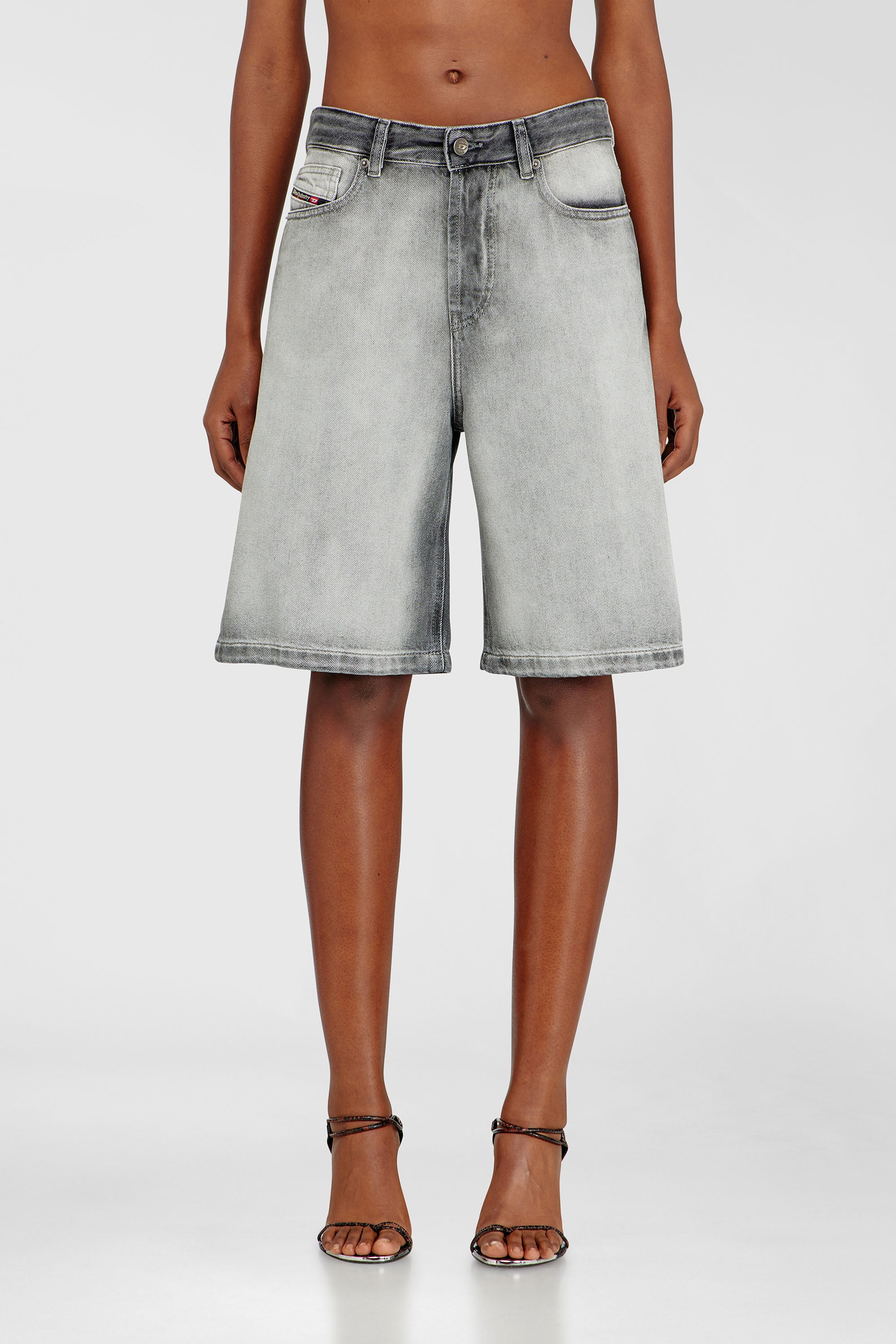 Diesel - DE-SIRE-SHORT-FSI, Woman's Shorts in soft skeleton denim in Grey - 1