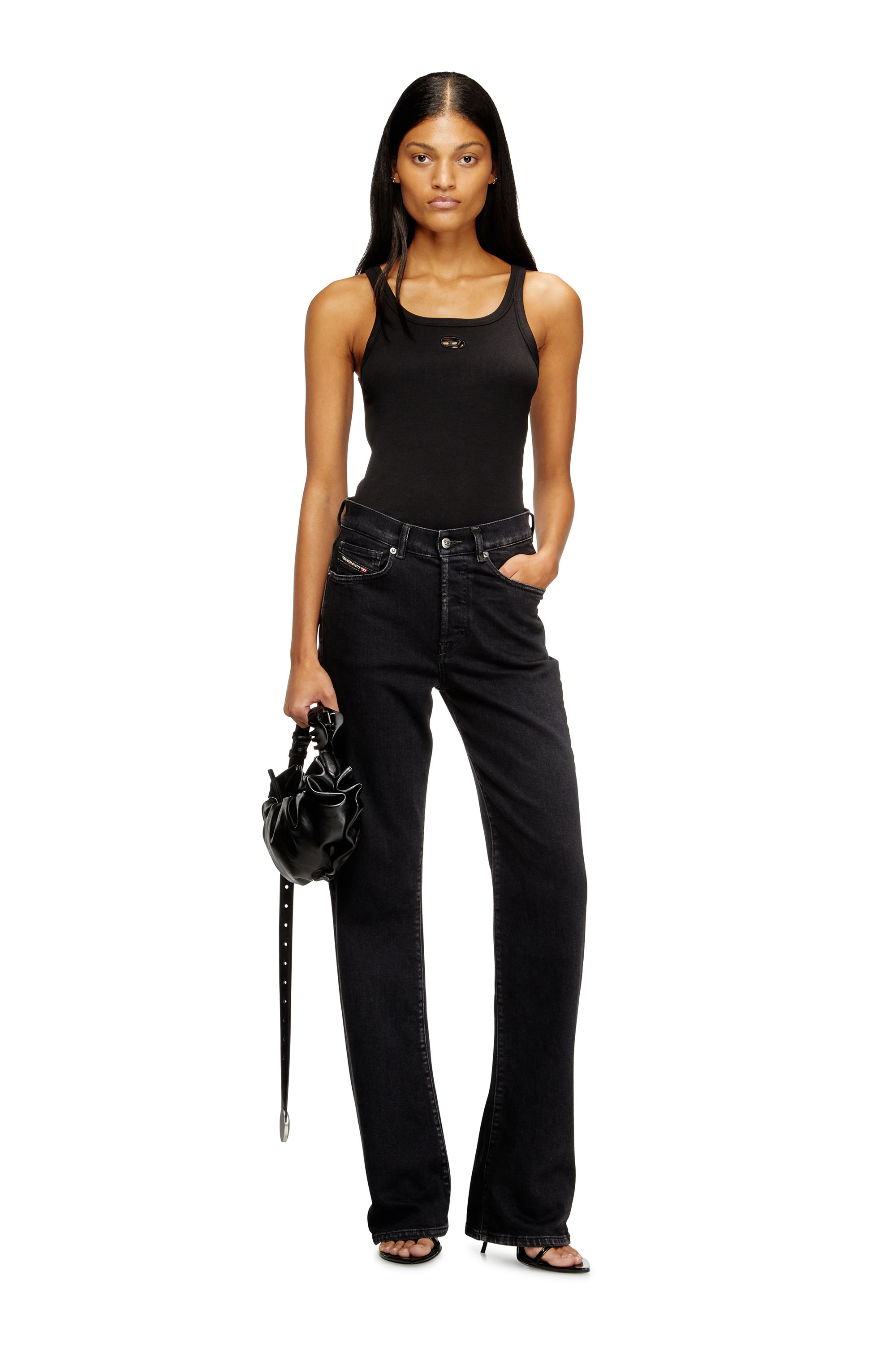 Diesel - T-WIFE-OD, Débardeur slim avec Oval D découpé au laser Femme in Noir - 1