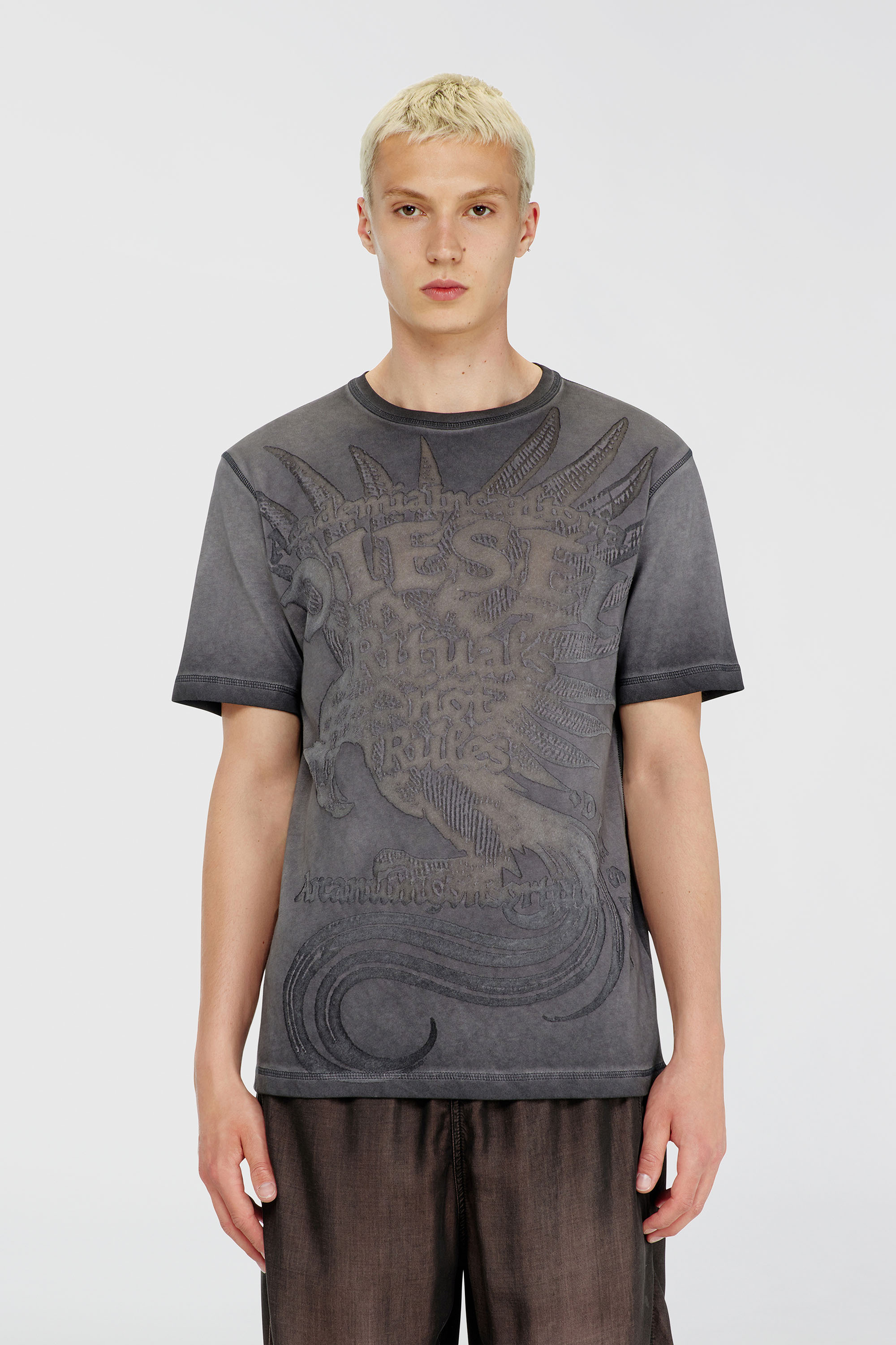 Diesel - T-RAWJUST-AA1, T-shirt en jersey avec motif emboss&eacute; Homme in Gris - 3