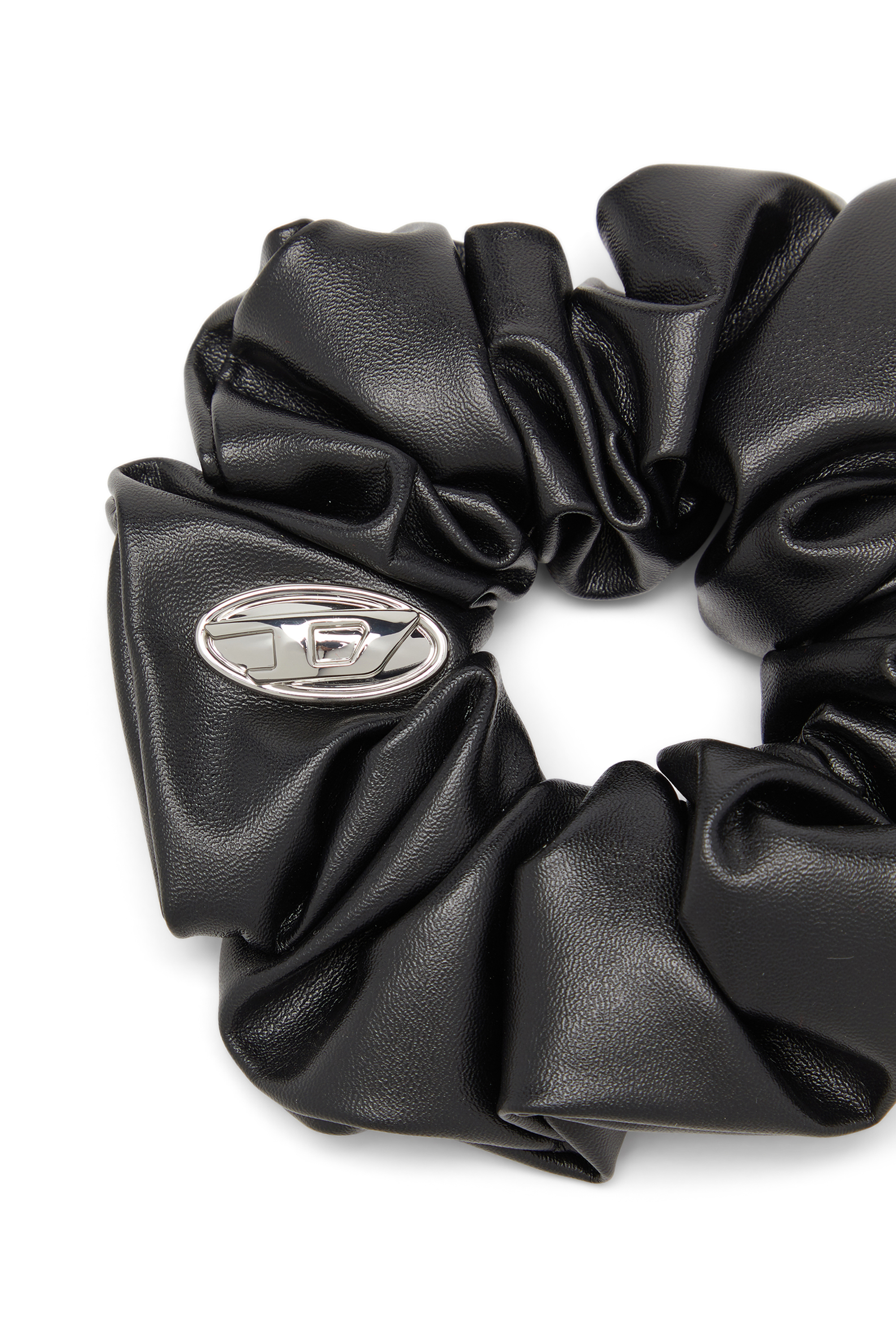 Diesel - BANGLE SCRUNCHIE, Chouchou à logo en métal Femme in Noir - 2