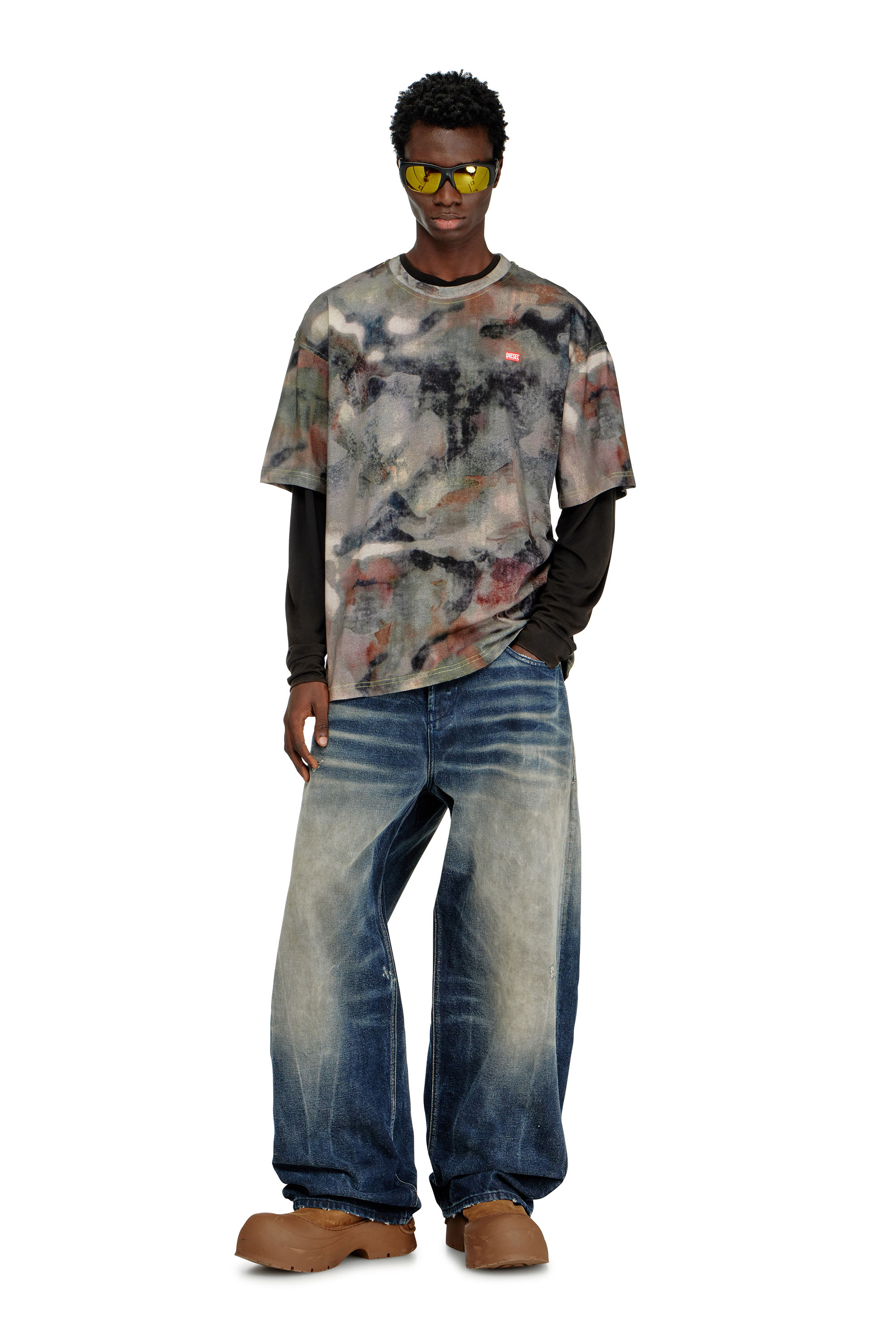 Diesel - T-BOXT-V7, T-shirt en coton &eacute;pais avec imprim&eacute; camouflage Homme in Polychrome - 1