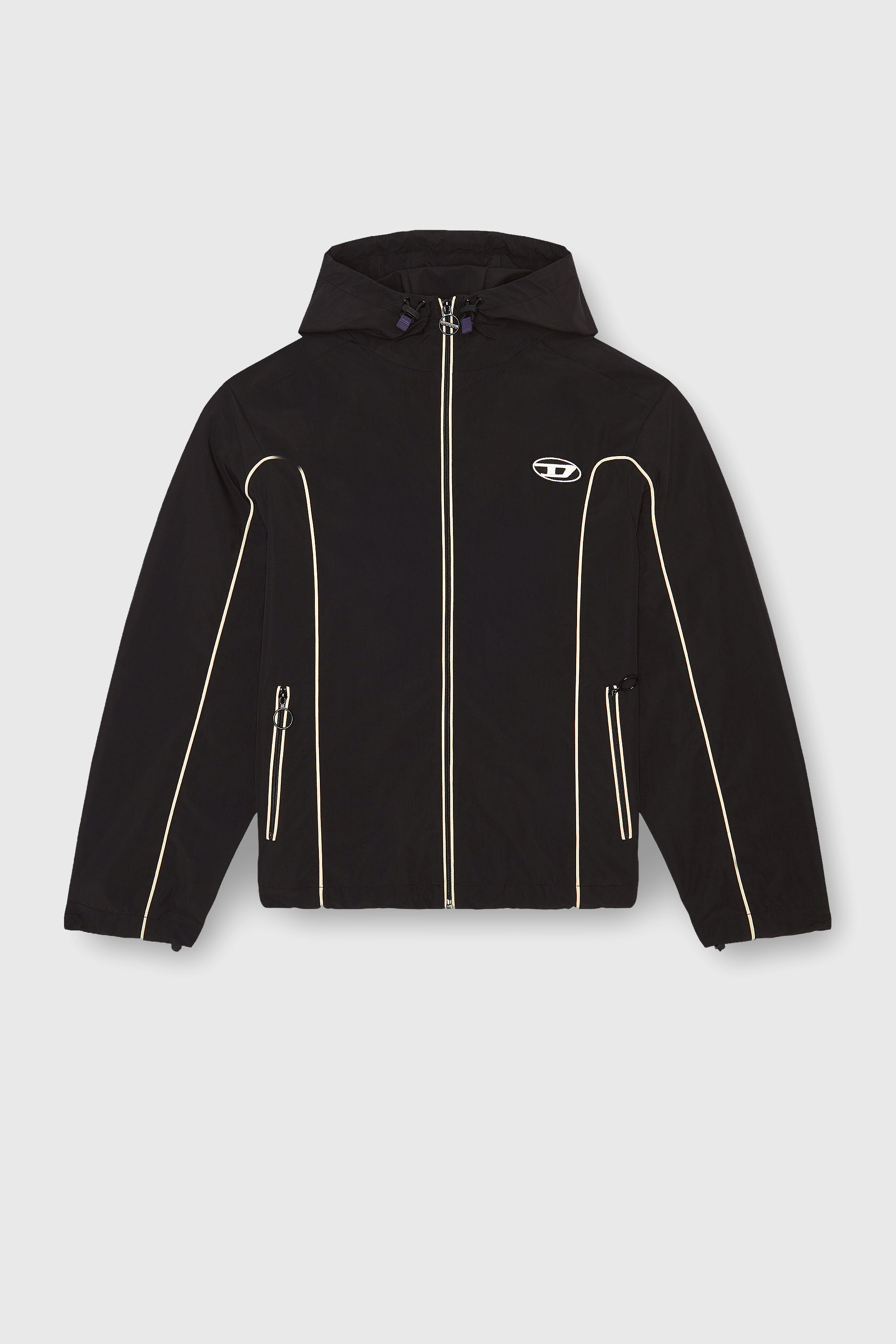 Diesel - J-HIVES, Man's Windbreaker with contrast piping in Black - 2