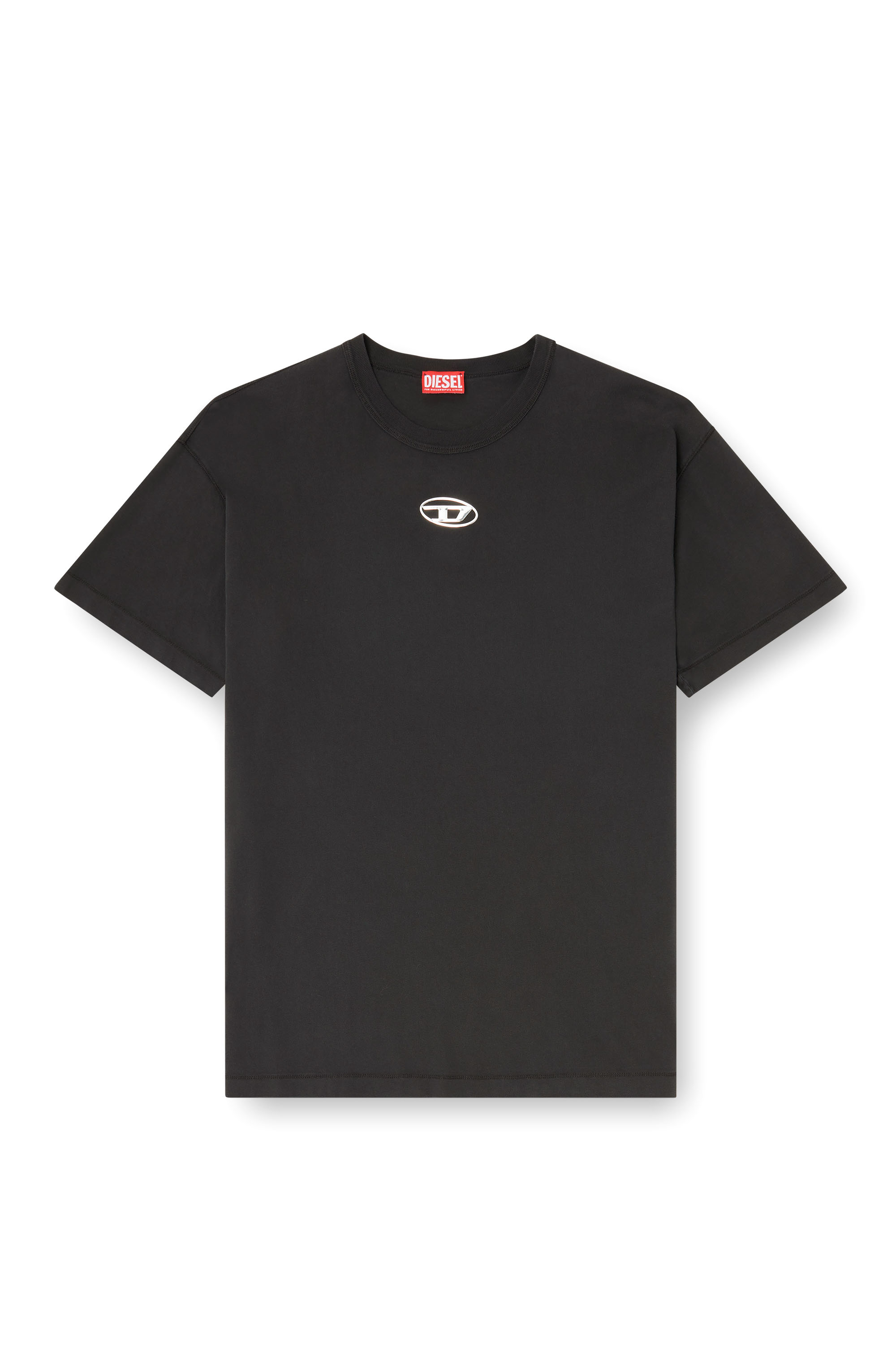 Diesel - T-NORM-IOD, T-shirt en coton léger avec logo Ovale D métallisé Homme in Noir - 2