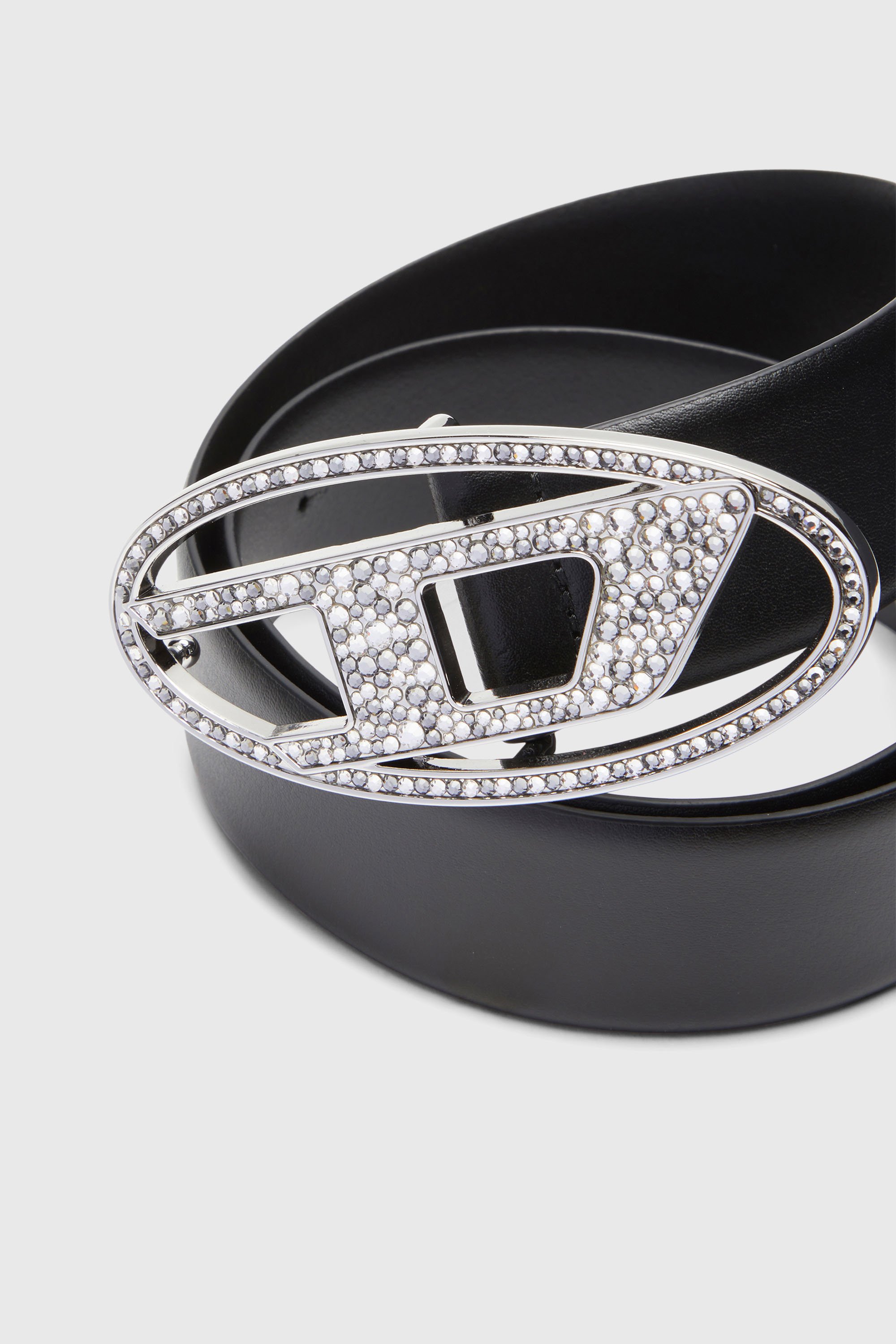 Diesel - B-1DR STRASS, Ceinture 4 cm en cuir avec boucle en cristal Femme in Noir - 3