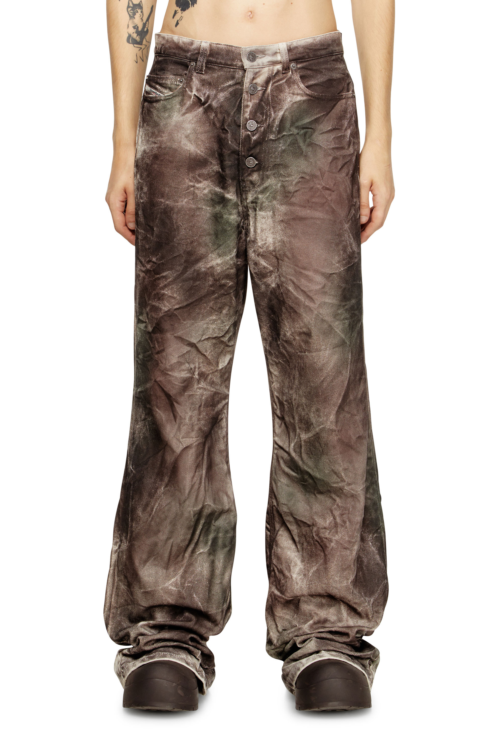 Diesel - P-THUG-PANT, Pantalon en toile camouflage froissée Mixte in Polychrome - 1