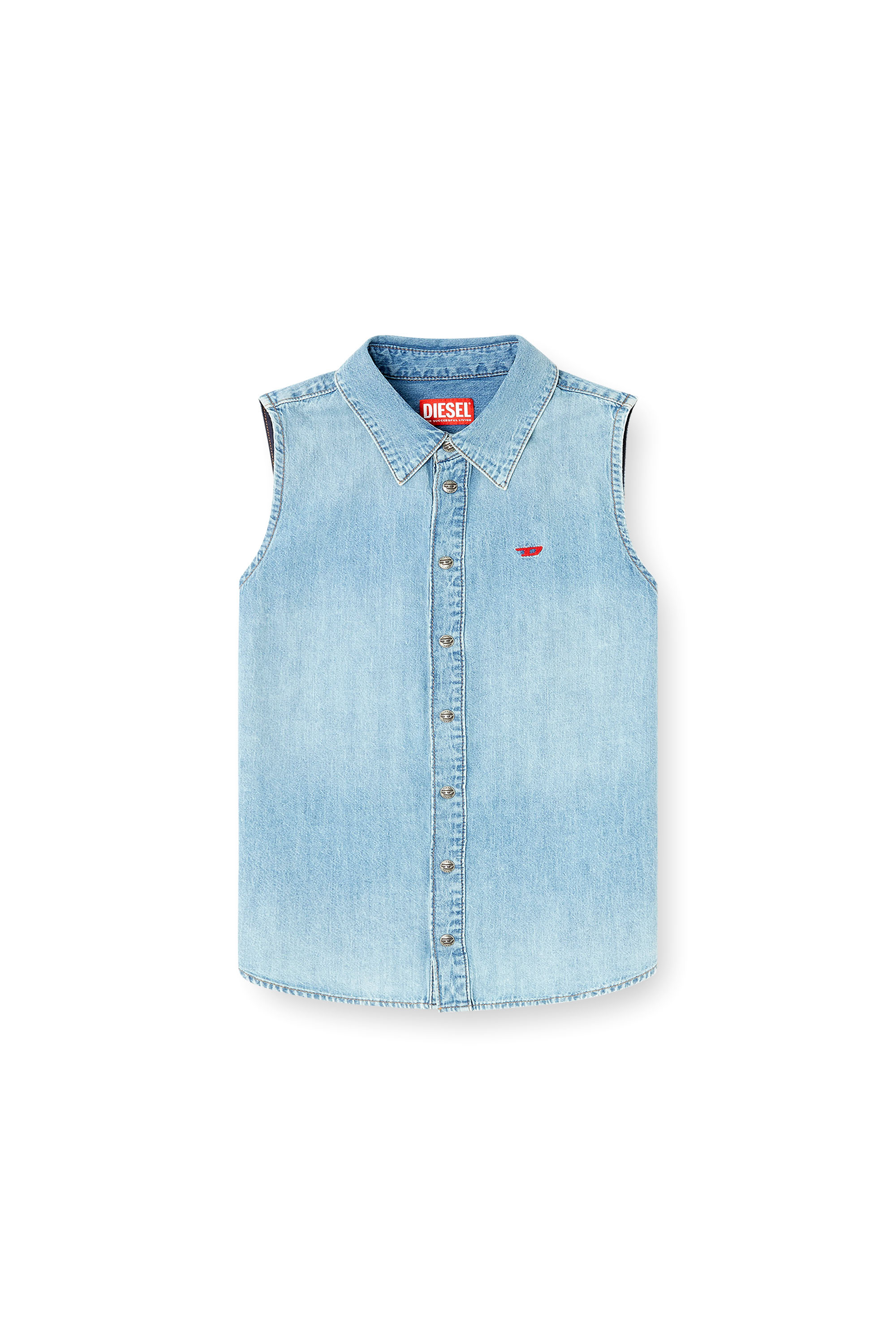 Diesel - DE-EAZY-SL, Chemise en denim sans manches Femme in Bleu - 3