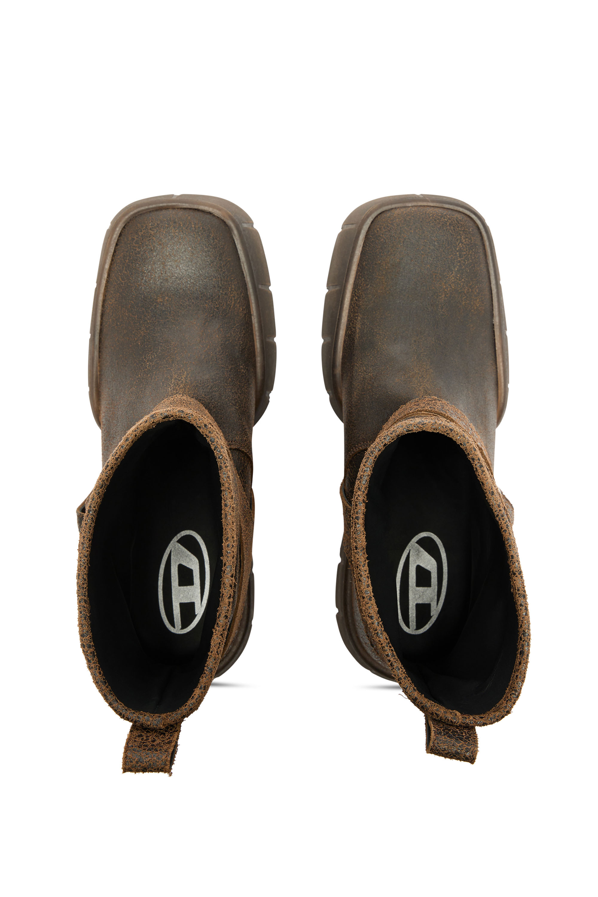 Diesel - D-TEX TU, D-Tex-Botte motard en cuir craquel&eacute; Homme in Marron - 4