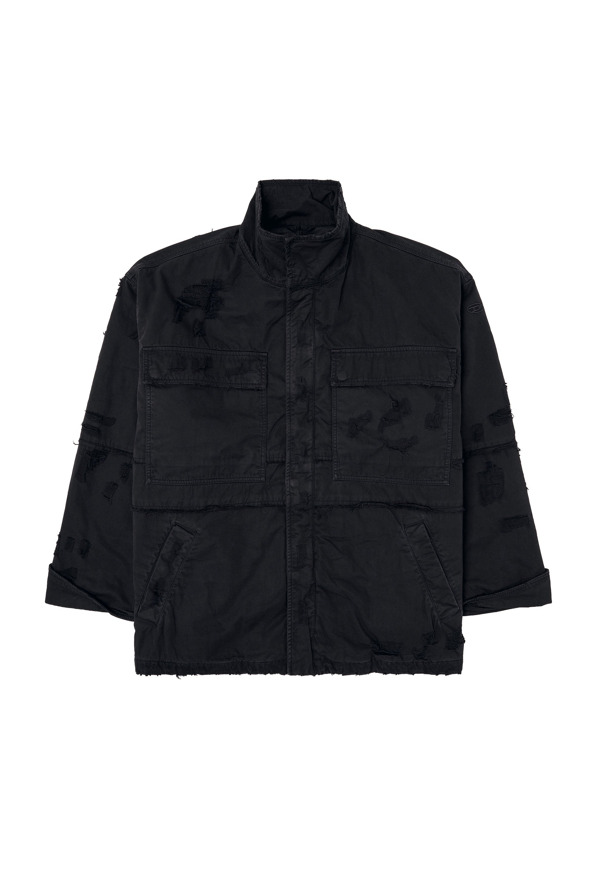 Diesel - J-OISE, Veste utilitaire en coton dobby effet déchiré Homme in Noir - 3