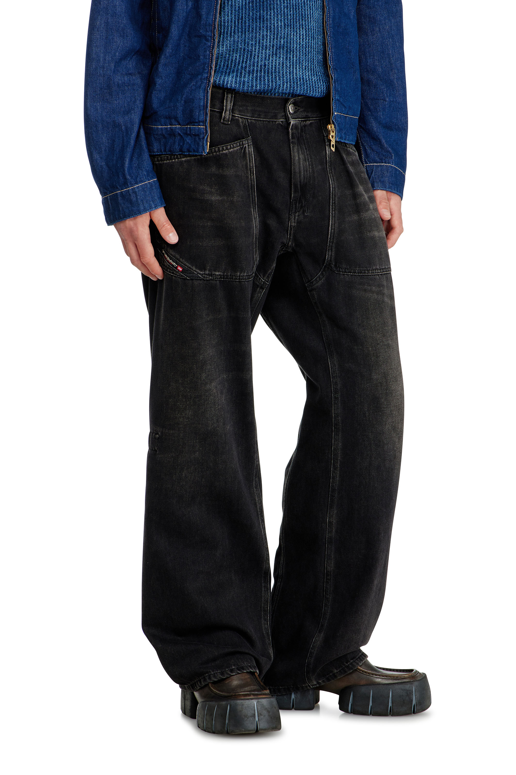 Diesel - Relaxed Jeans D-Zeta 09J96 Homme, Noir/Gris fonc&eacute; - Image 7
