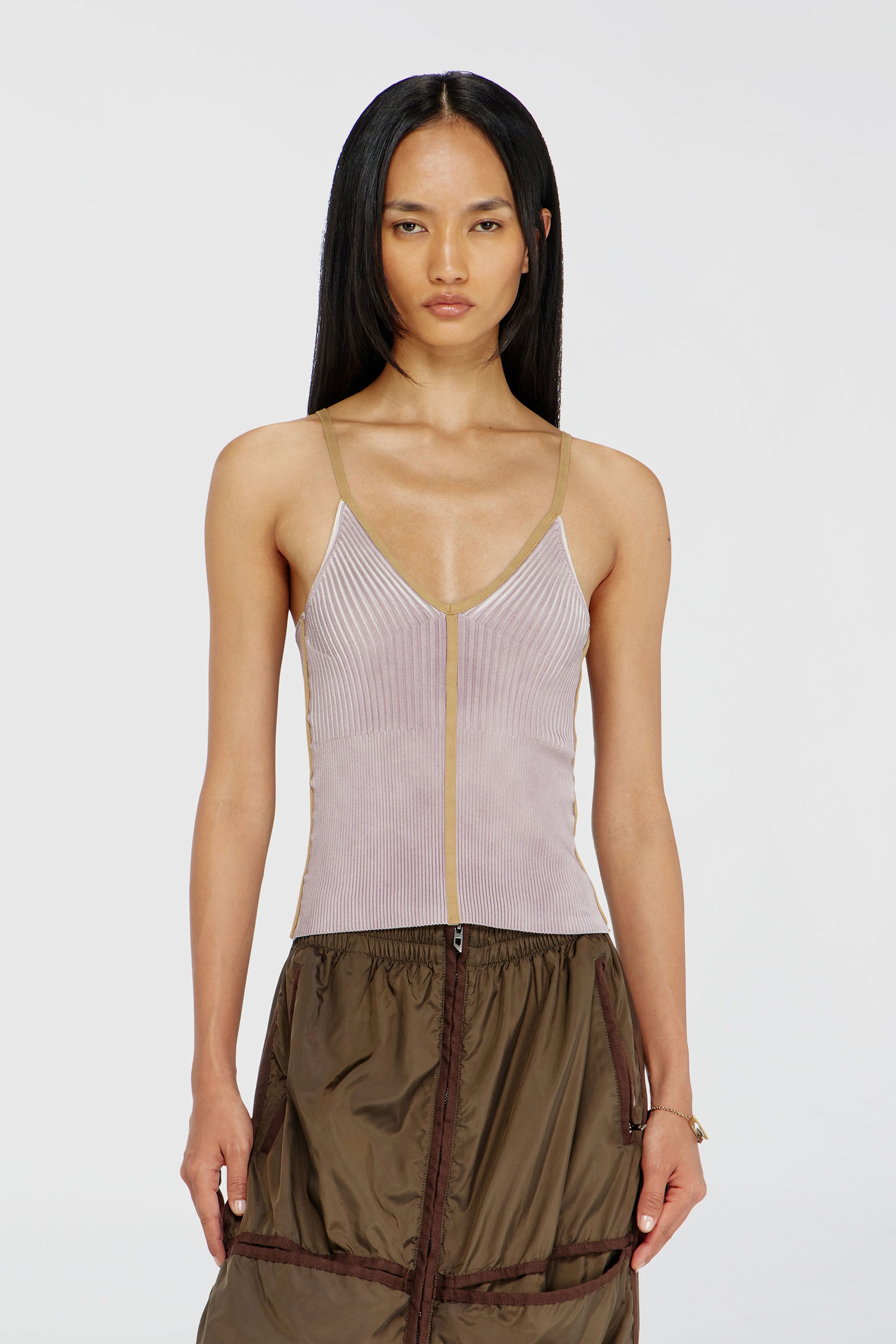 Diesel - M-SARMITE, D&eacute;bardeur en maille c&ocirc;tel&eacute;e avec bandes contrastantes Femme in Violet - 3
