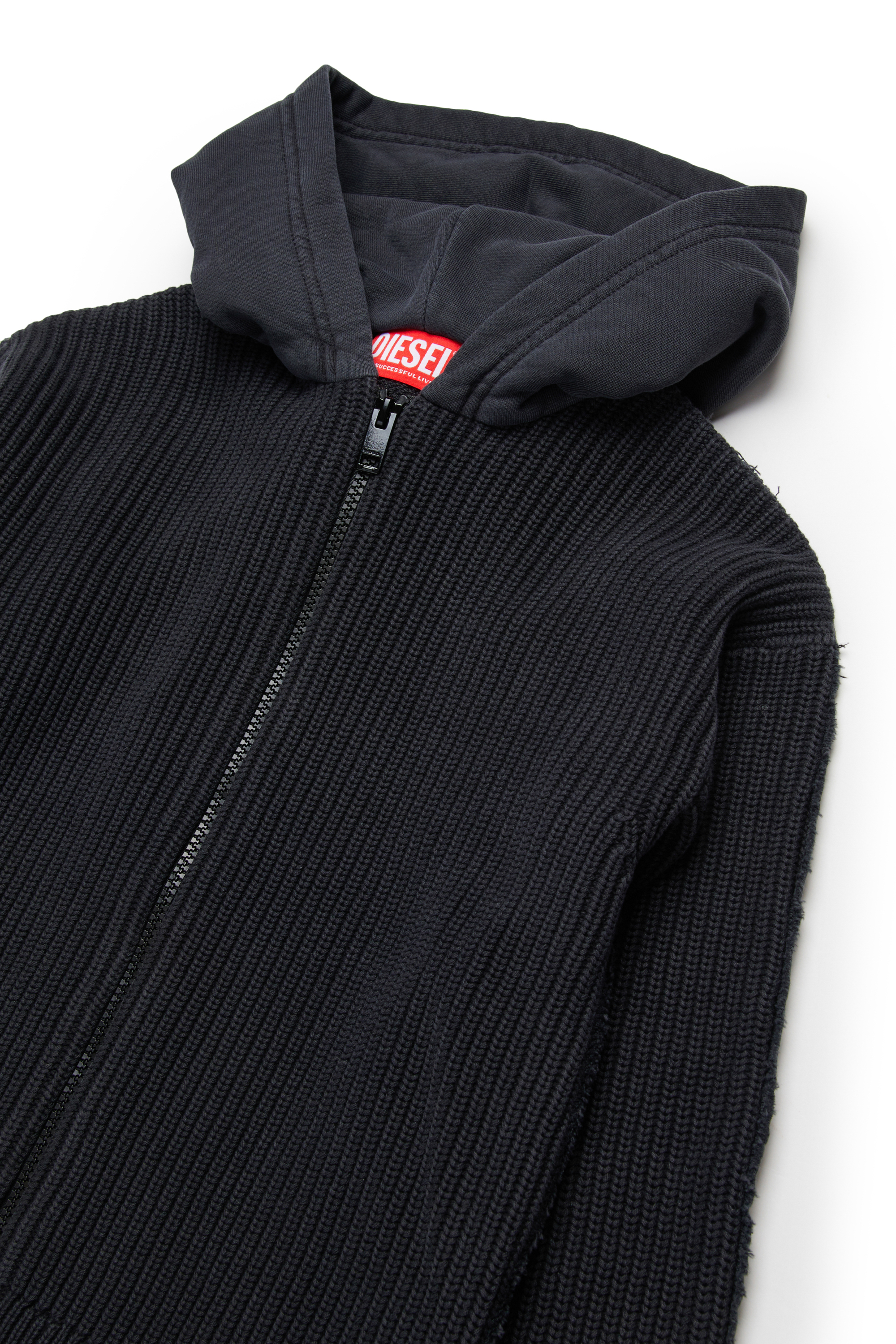 Diesel - KOBERTO OVER, Sweat à capuche en coton avec zip Homme in Noir - 3