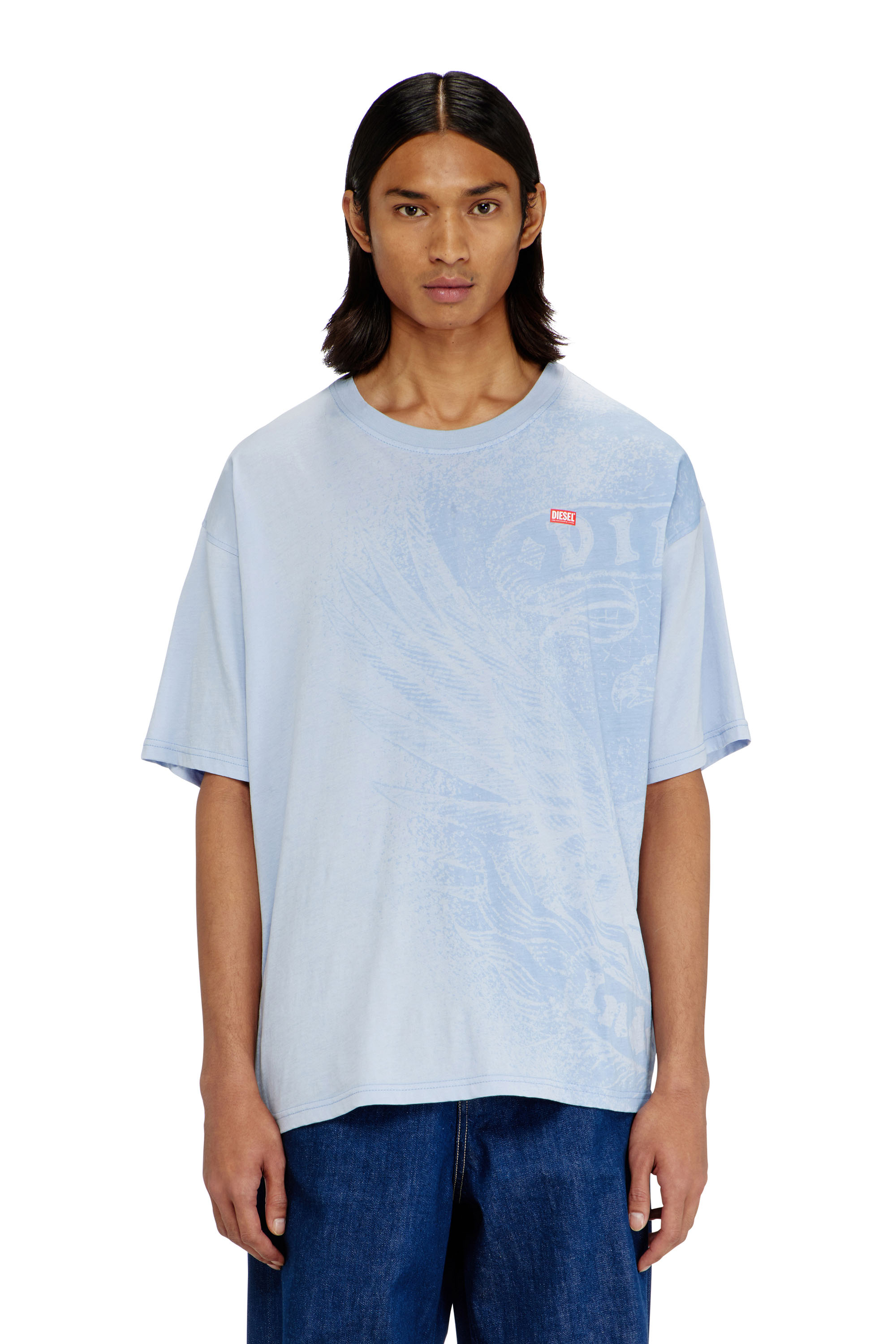 Diesel - T-BOXT-AA3, T-shirt d&eacute;contract&eacute; avec impressions pigmentaires Homme in Bleu - 1