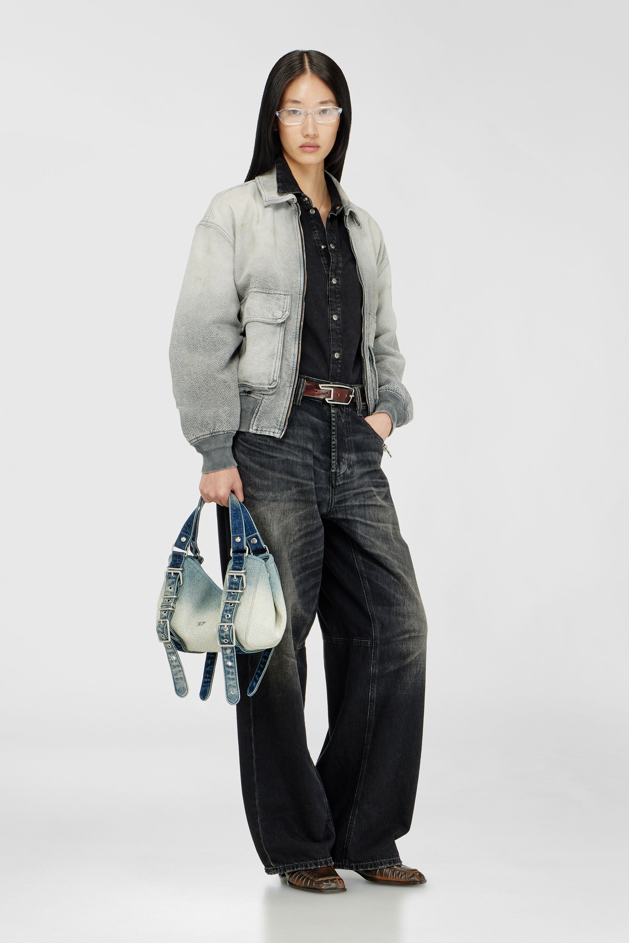 Diesel - D-ONE TOPHANDLE S, D-One-Sac small &agrave; poign&eacute;e sup&eacute;rieure en denim solaris&eacute; orn&eacute; de cristaux Femme in Bleu - 2