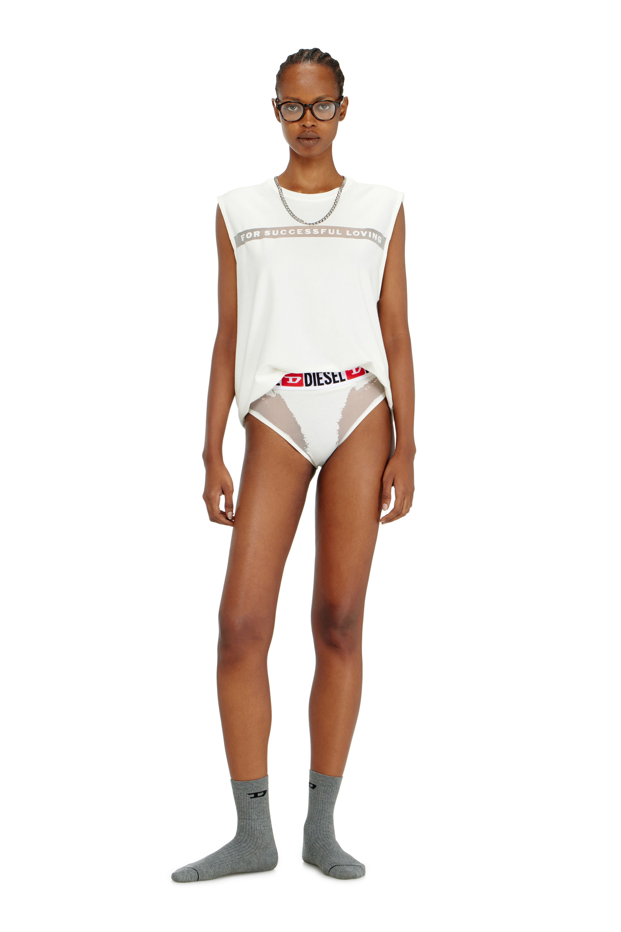 Diesel - PR-SAM-D-CORE, Culotte effet d&eacute;vor&eacute; transparent Femme in Blanc - 1