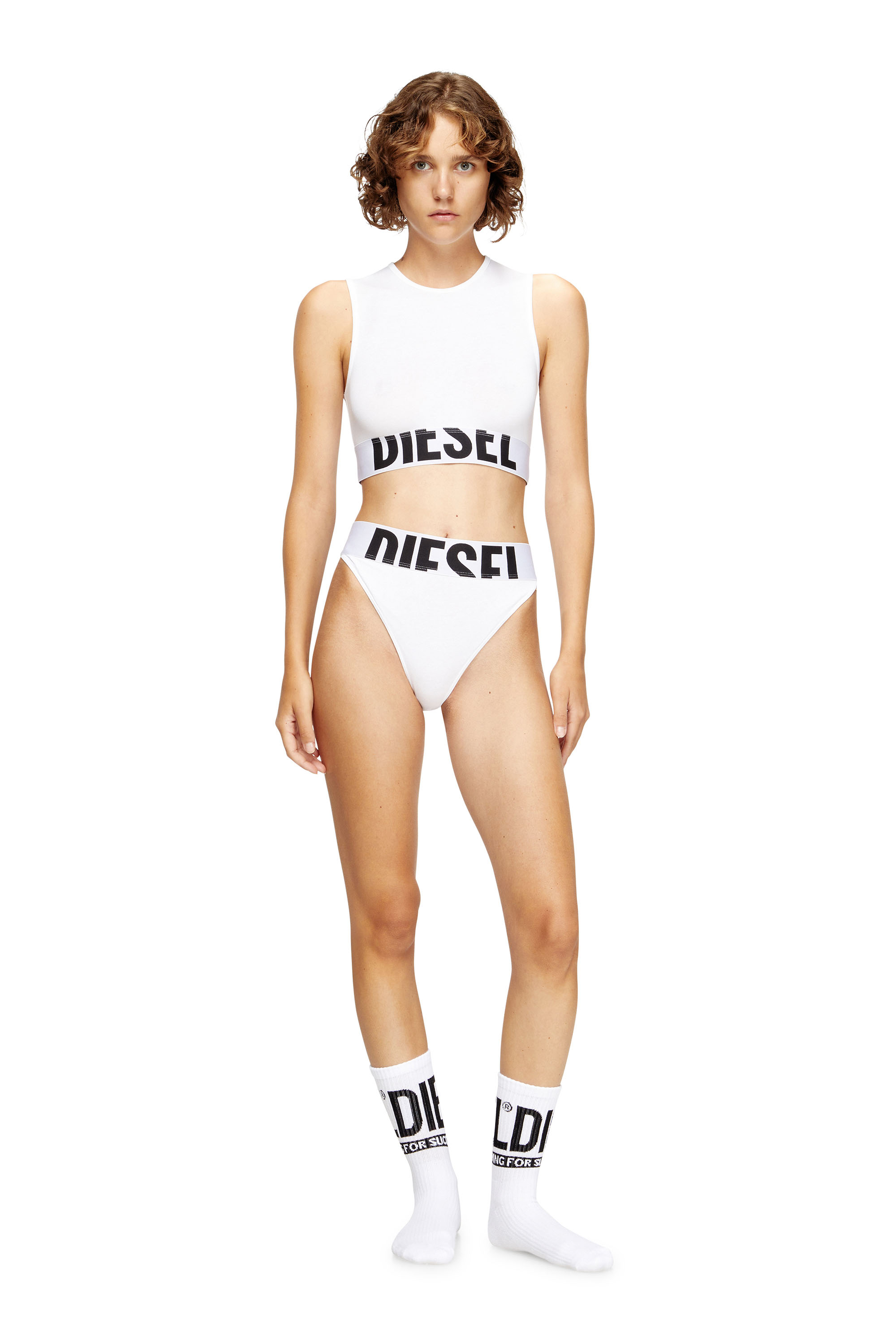 Diesel - ADA-D-POP, Débardeur crop avec logo découpé Femme in Blanc - 1