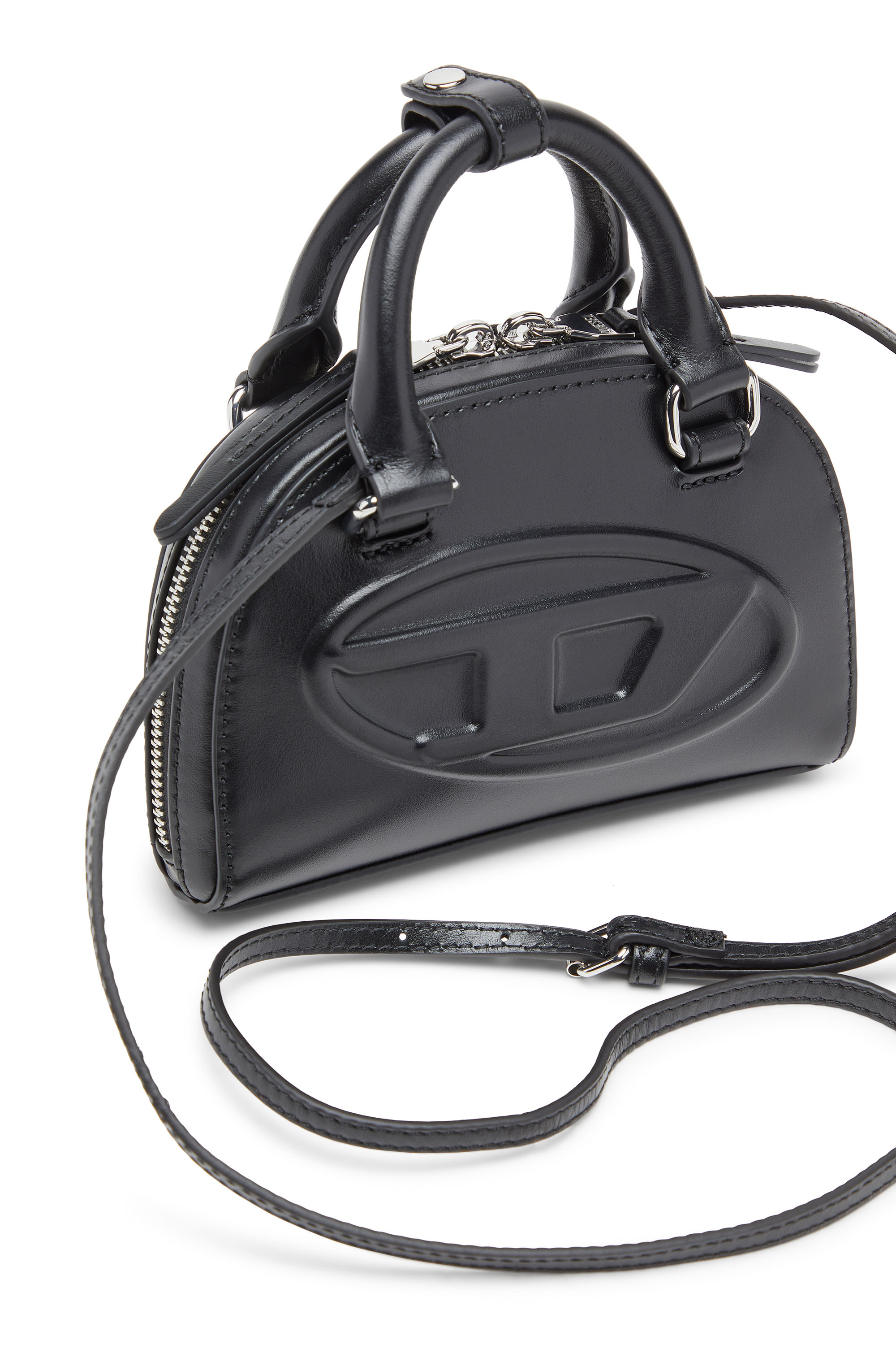 Diesel - 1DR DOME CROSSBODY XS, 1DR Dome-Sac bandouli&egrave;re mini en cuir nappa Femme in Noir - 5