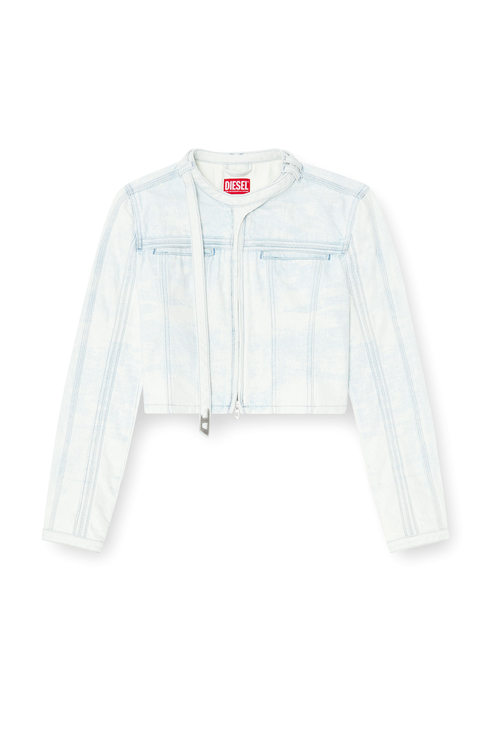 Diesel - DE-SAPHIX-FSI, Veste courte en jean satin&eacute; bleu glacier Femme in Bleu - 2