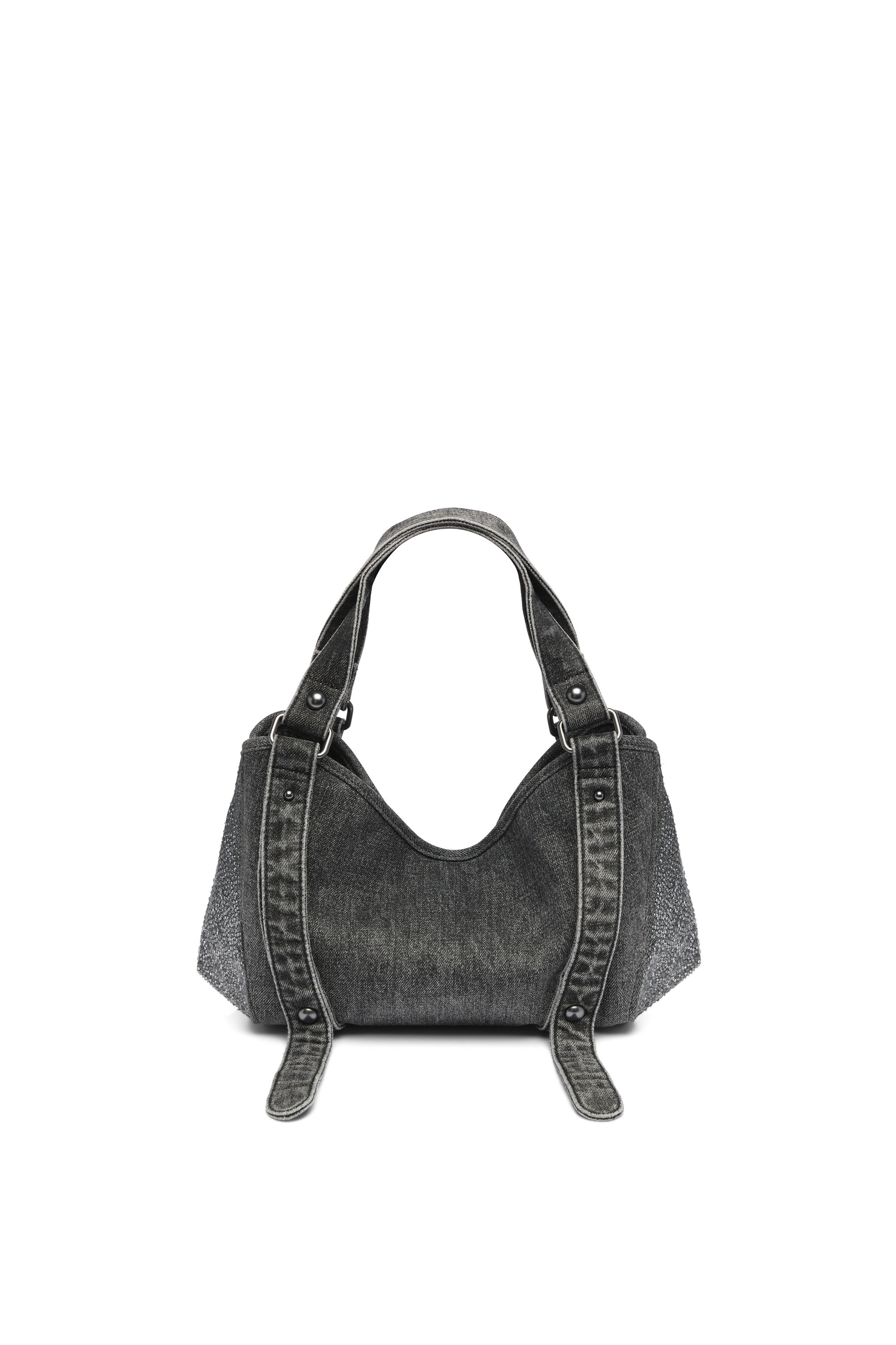 Diesel - D-ONE TOPHANDLE S, D-One-Sac small &agrave; poign&eacute;e sup&eacute;rieure en denim solaris&eacute; orn&eacute; de cristaux Femme in Noir - 2