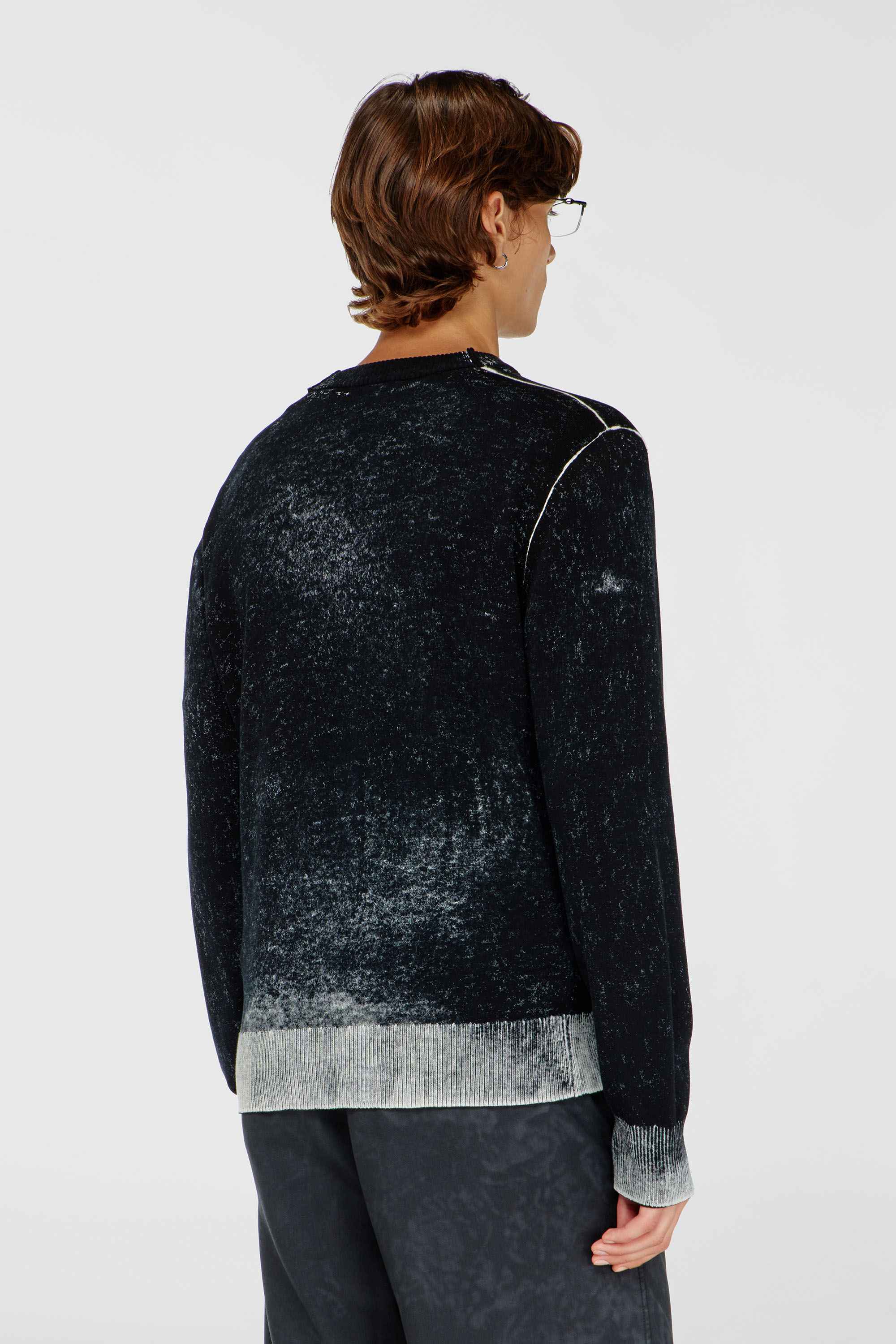 Diesel - K-LARENCE-B, Pull en coton avec imprim&eacute; invers&eacute; Homme in Noir - 4