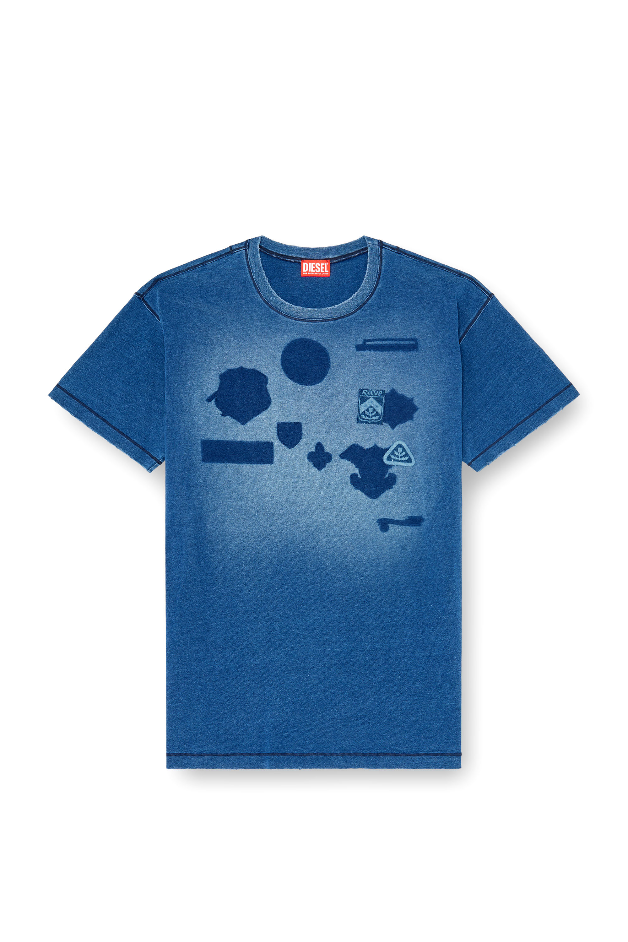 Diesel - T-NOX, T-shirt avec patchs effet ombre Homme in Bleu - 3