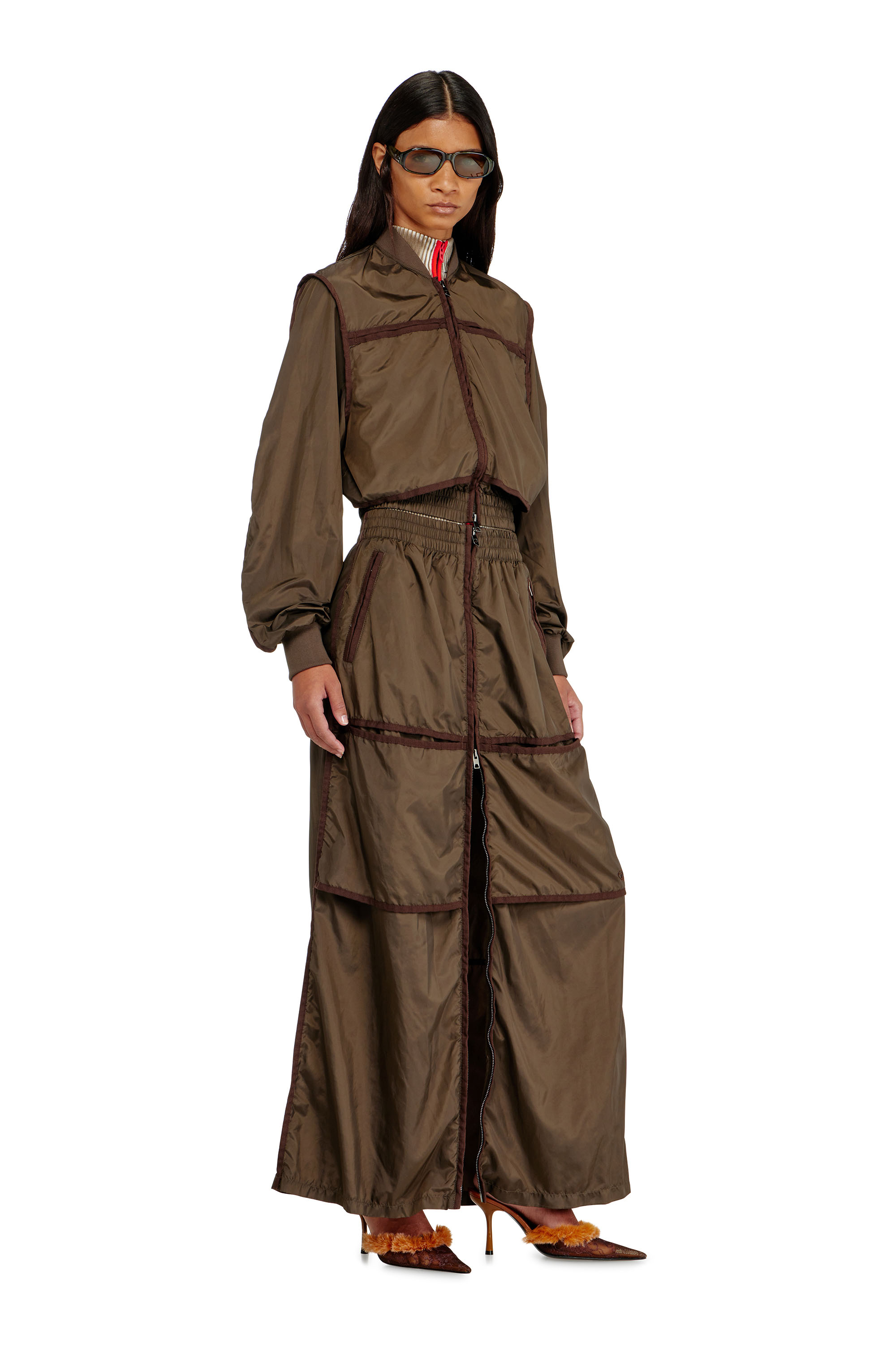 Diesel - G-OTHAM, Veste en nylon avec bandes ton sur ton Femme in ToBeDefined - 2