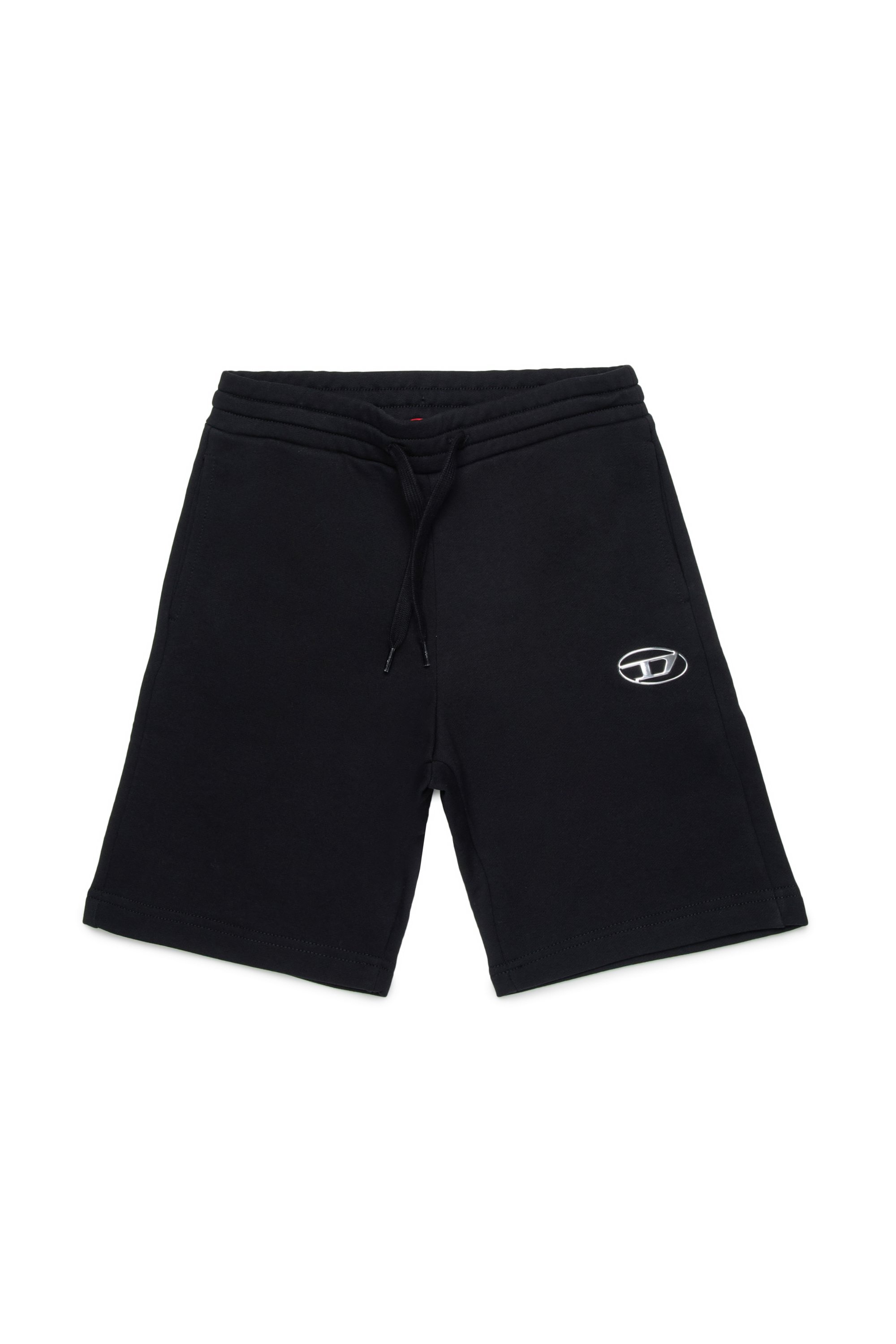 Diesel - PMACISHORT, Short de survêtement avec Oval D effet métal Homme in Noir - 1