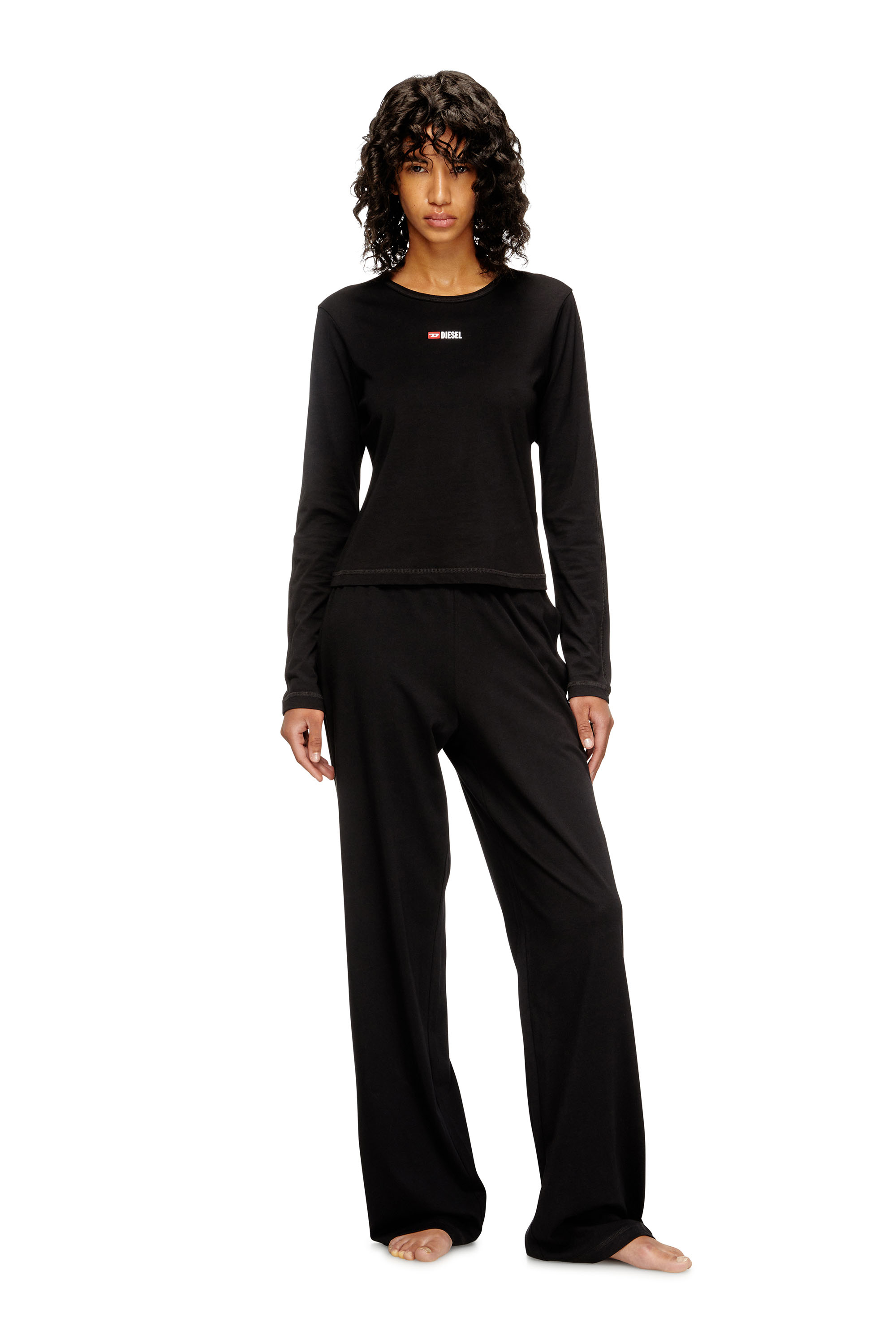 Diesel - SET-GILDA-D-CORE, Pyjama en coton stretch Femme in Noir - 1