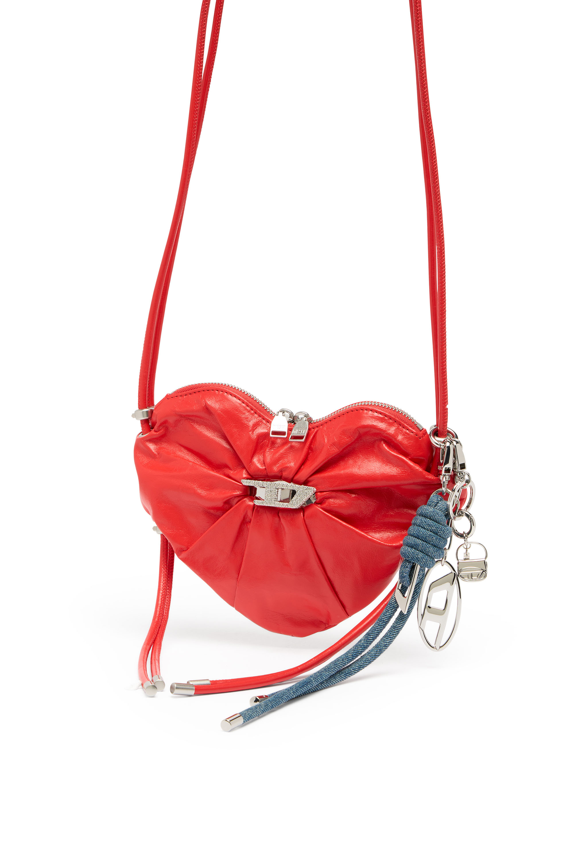 Diesel - SCRUNCH-D HEART, Woman's Scrunch-D-Heart shoulder bag in scrunched leather in Red - 6
