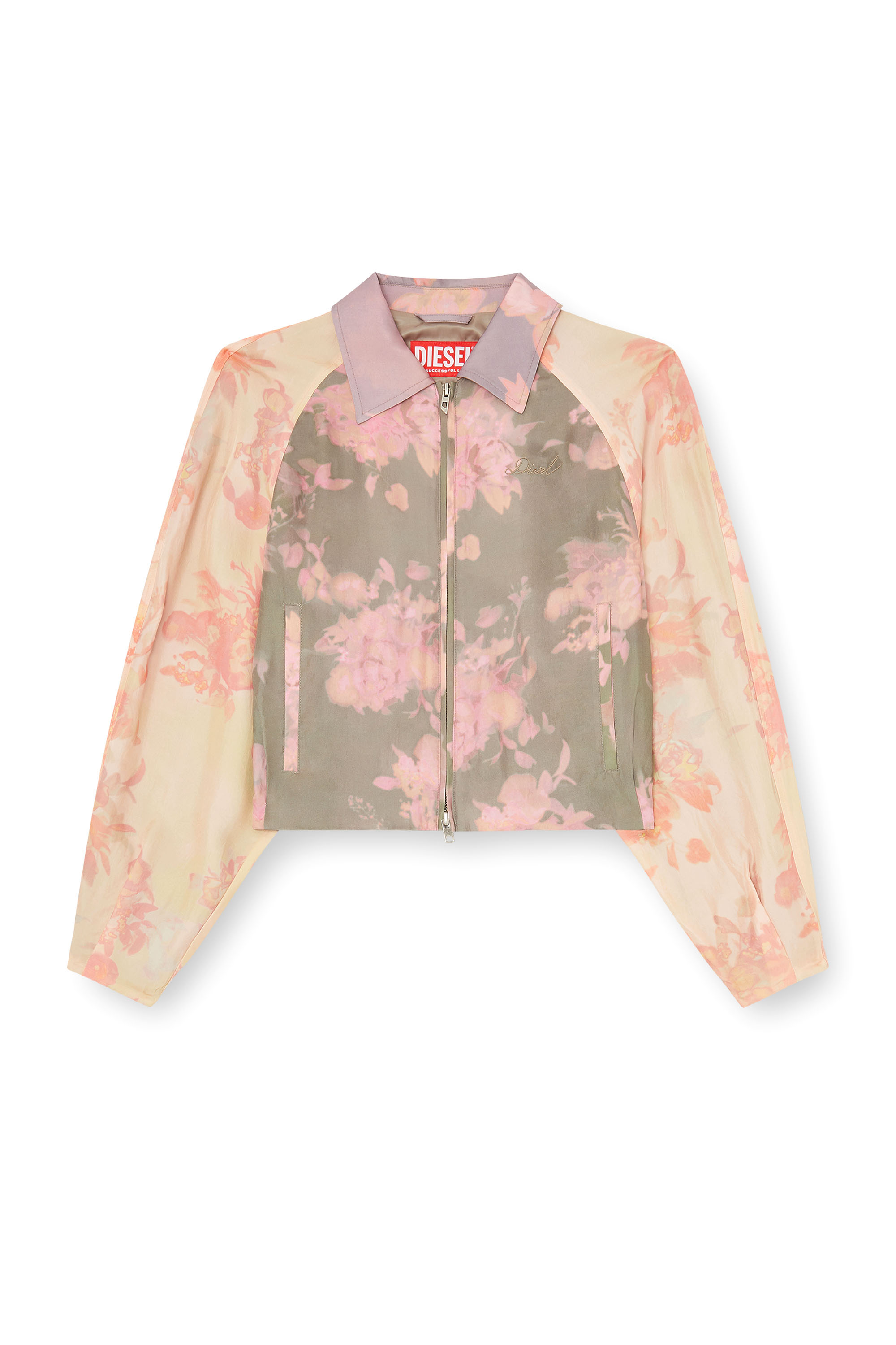 Diesel - G-ALENA, Blouson bomber fleuri en ac&eacute;tate froiss&eacute; Femme in ToBeDefined - 3