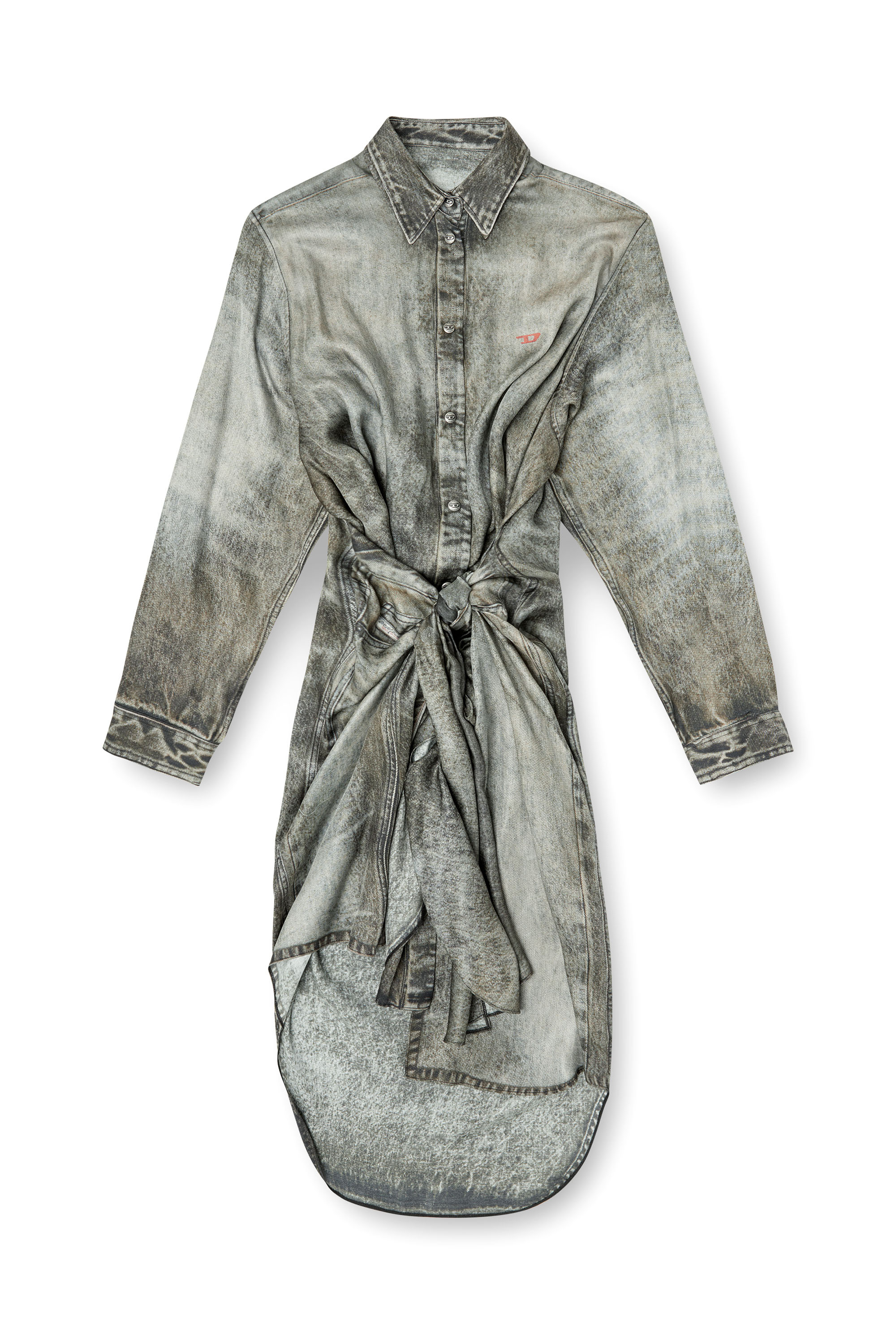 Diesel - D-ILETTA, Robe portefeuille en viscose effet denim Femme in Gris - 3