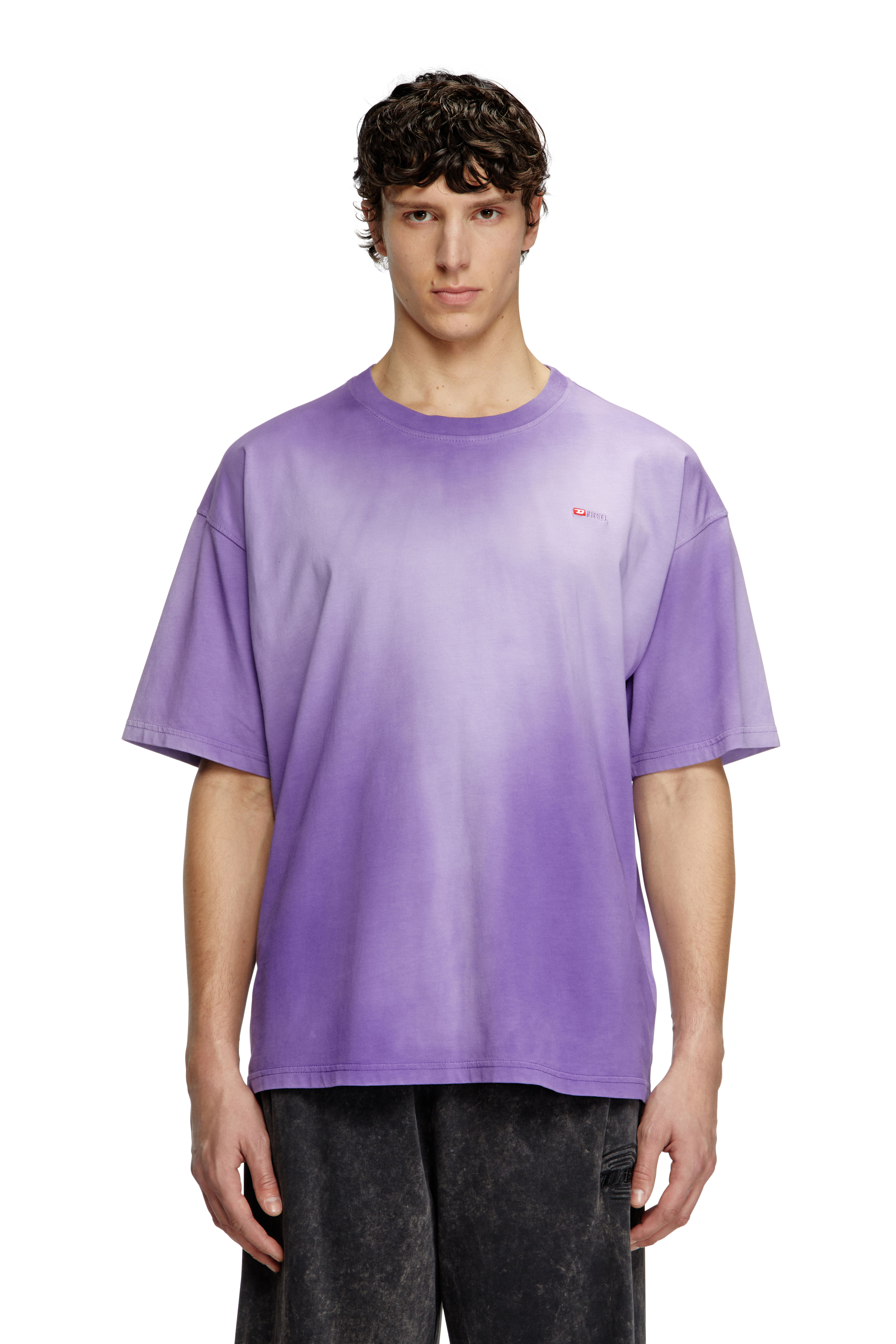 Diesel - T-BOXT-R27, T-shirt délavé avec micro-logo brodé Homme in Violet - 1