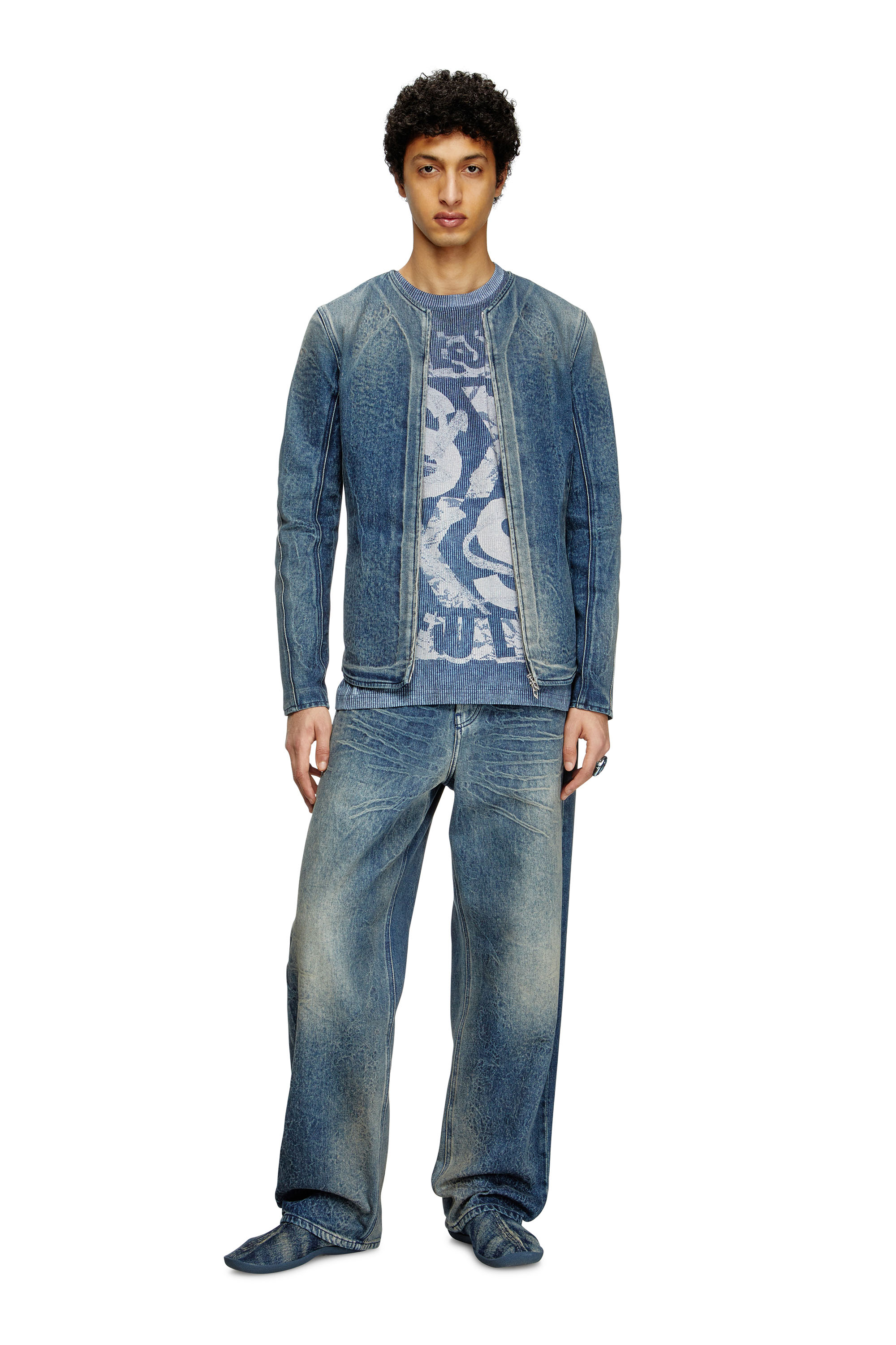 Diesel - T-NORM-R3, T-shirt avec imprimé en maille côtelée Homme in Bleu - 2