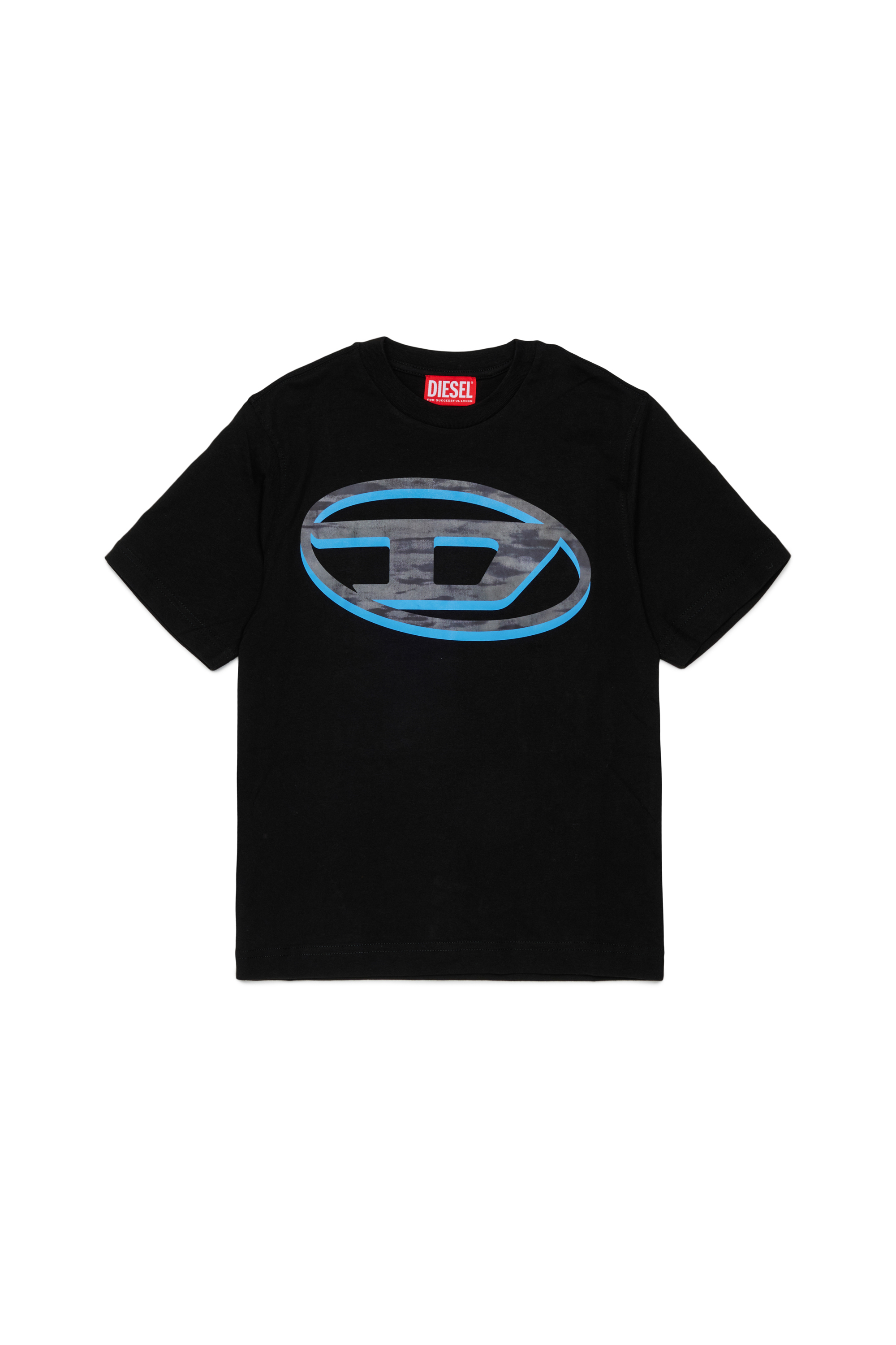 Diesel - TVEL OVER, T-shirt avec imprim&eacute; Oval D bicolore Homme in Noir - 1