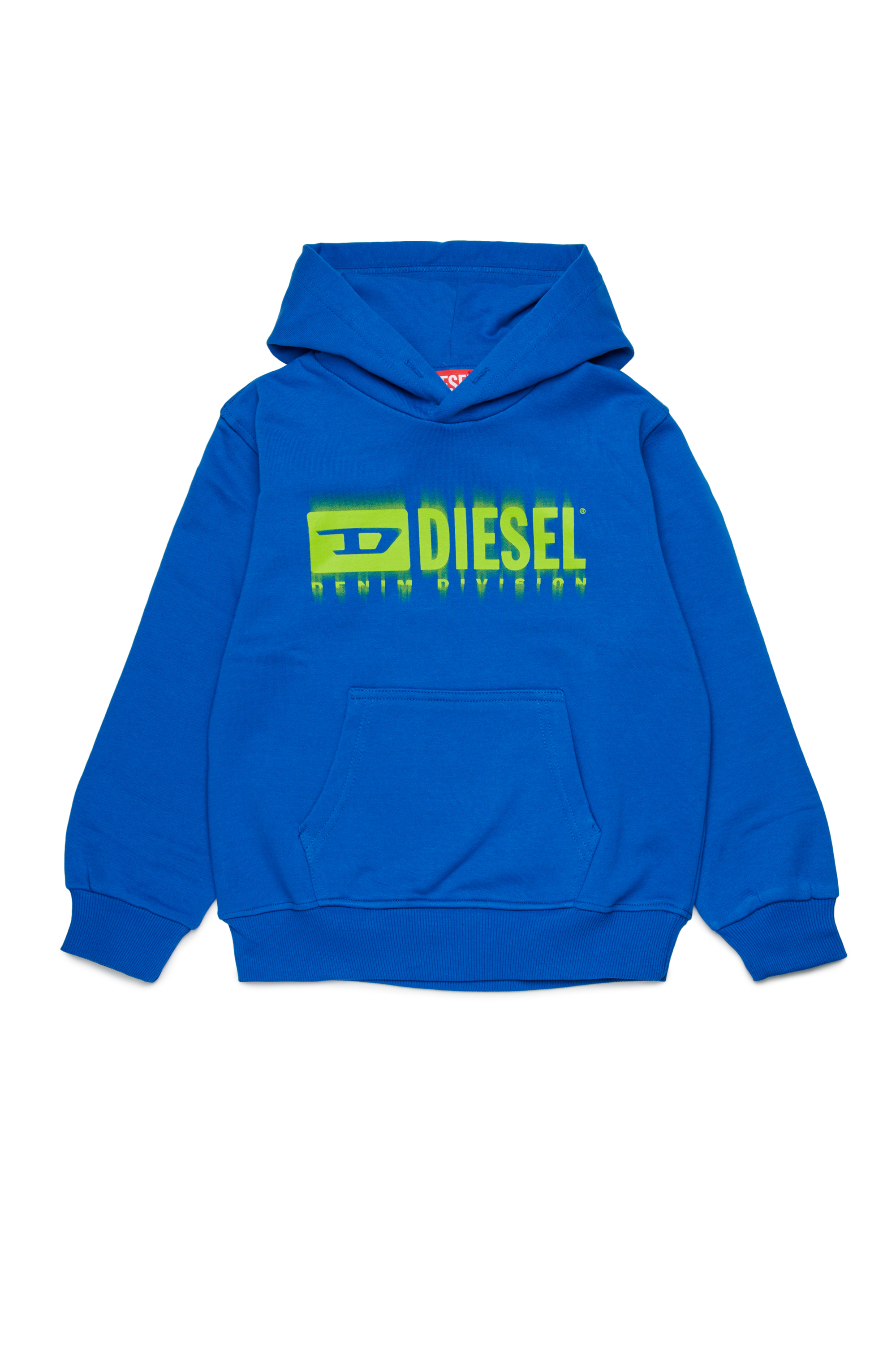 Diesel - SGINNHOODL5 OVER, Sweat-shirt à capuche avec logo taché Homme in Bleu - 1