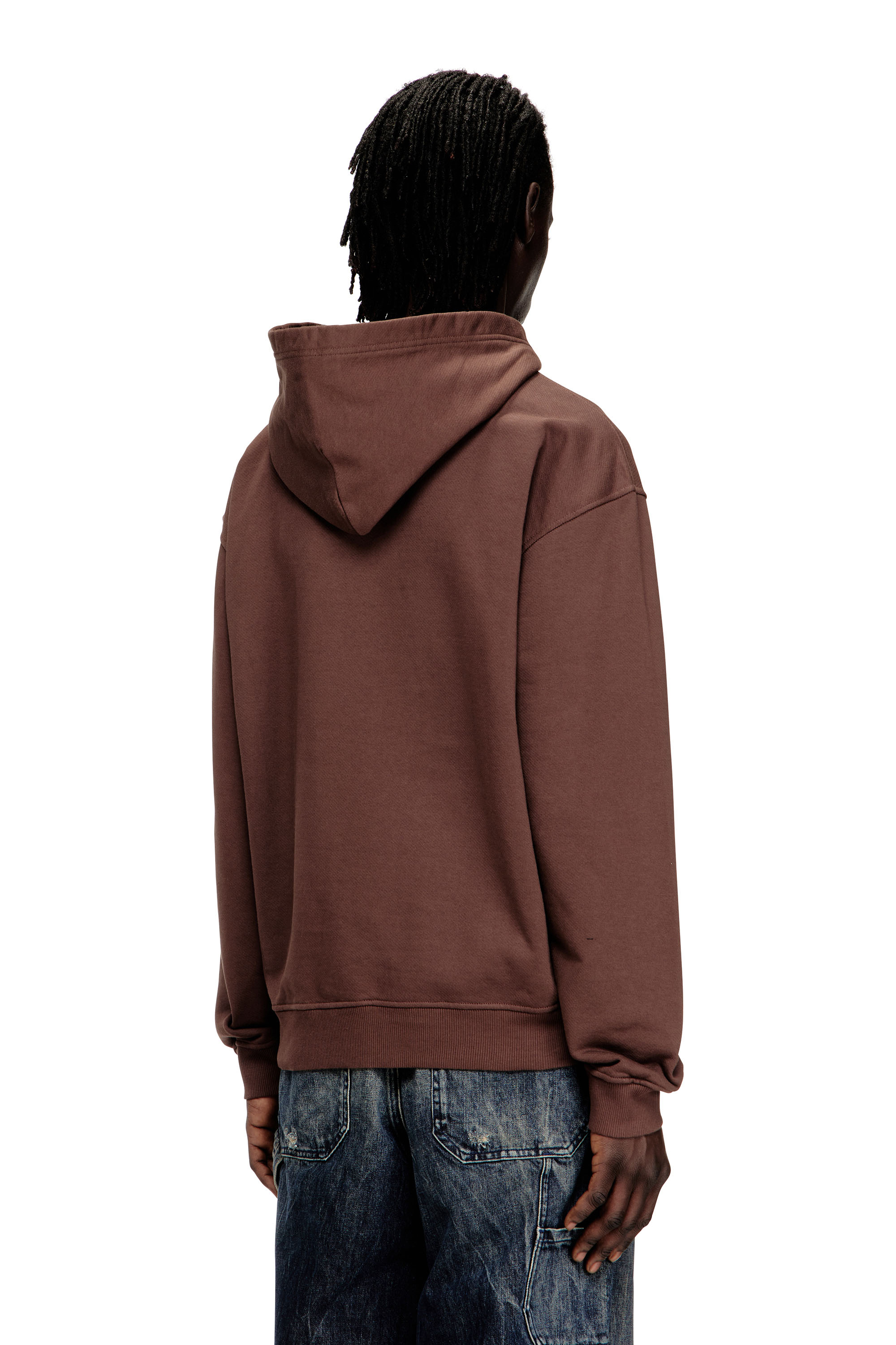 Diesel - S-NORMAN-HOOD, Sweat à capuche en coton avec appliqué D Homme in Marron - 4