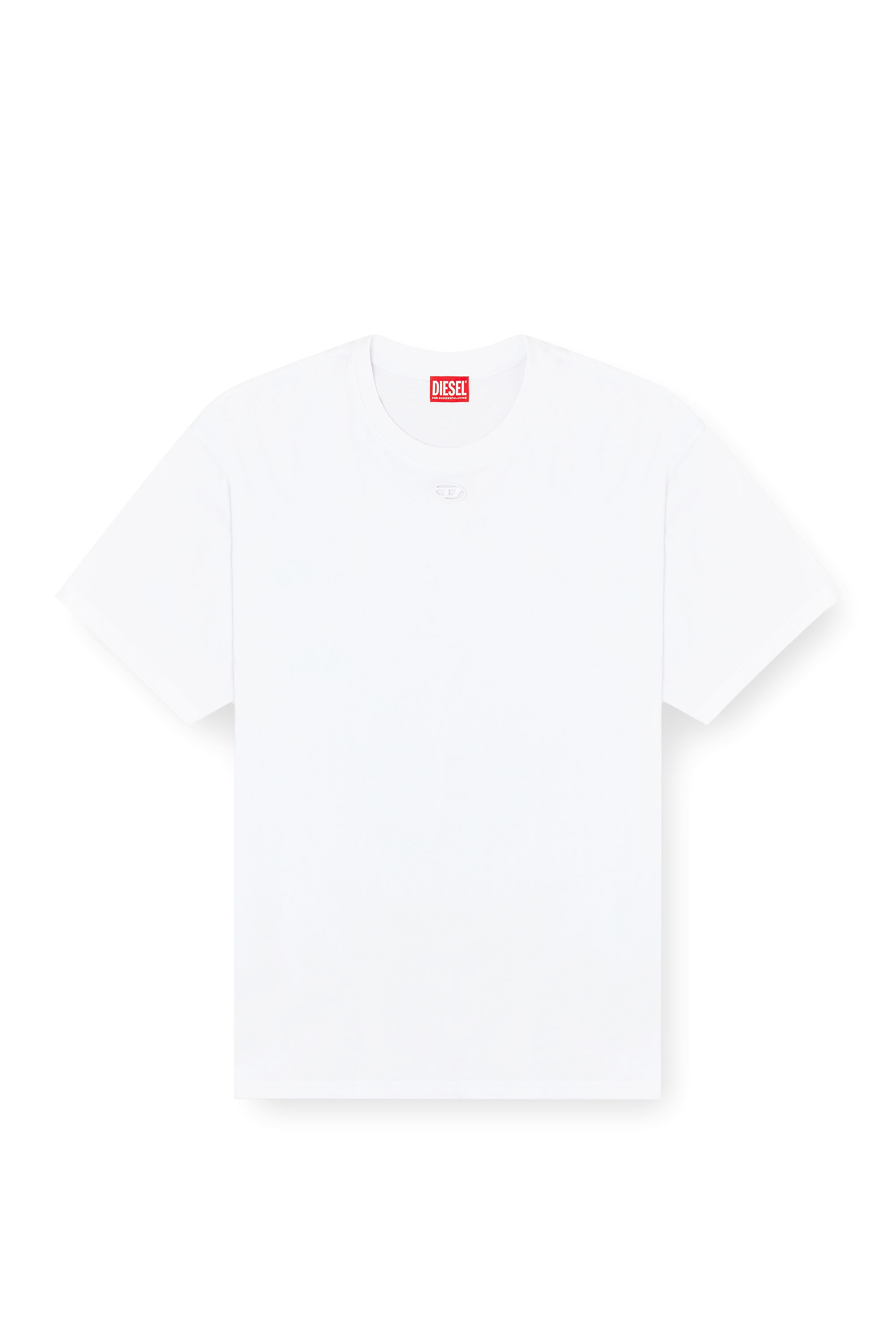 Diesel - T-BOXT-DCO, T-shirt en coton d&eacute;contract&eacute;e avec broderie Oval D Homme in Blanc - 3