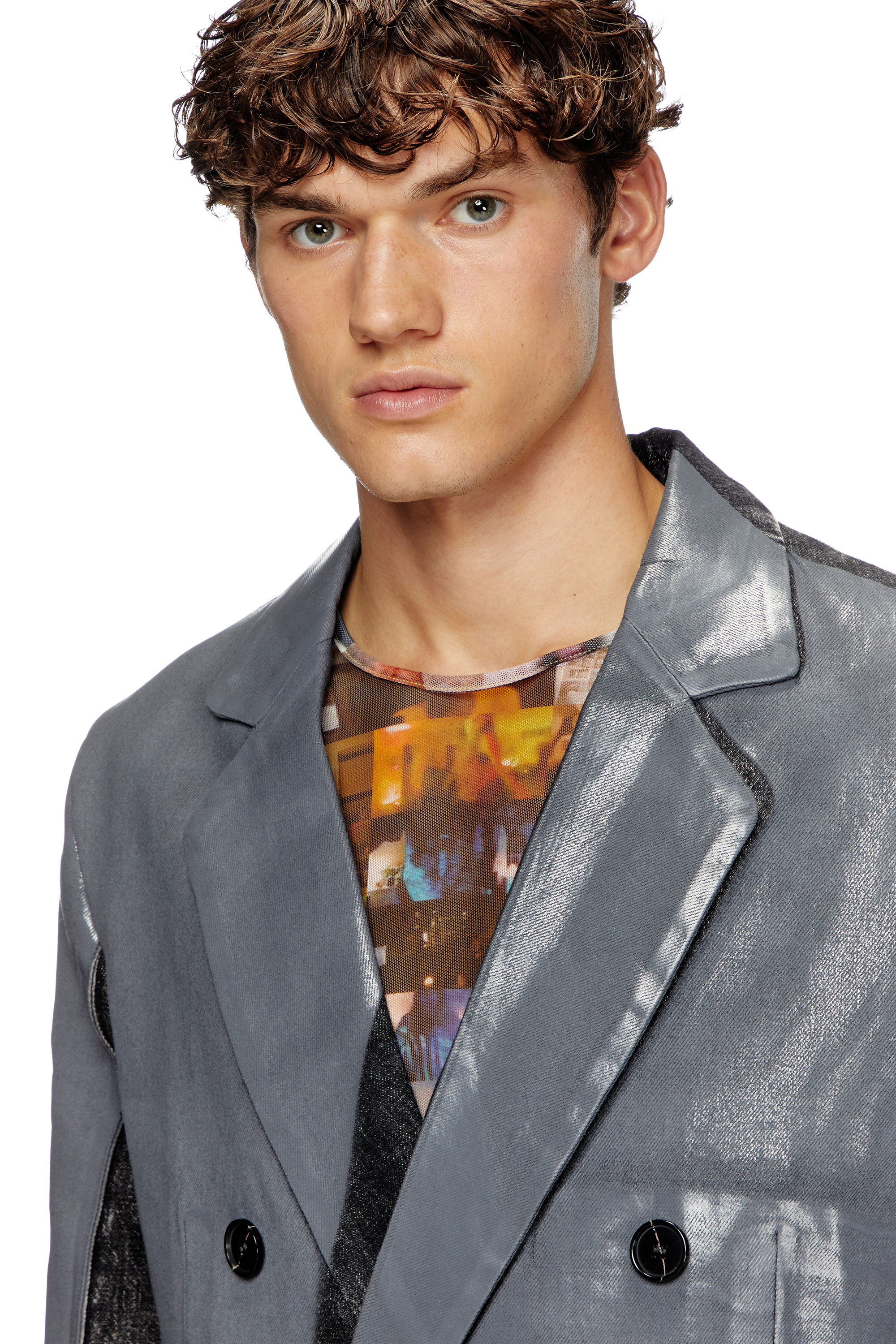 Diesel - D-KOT-FSF, Blazer en denim avec demi-couche Homme in Polychrome - 5