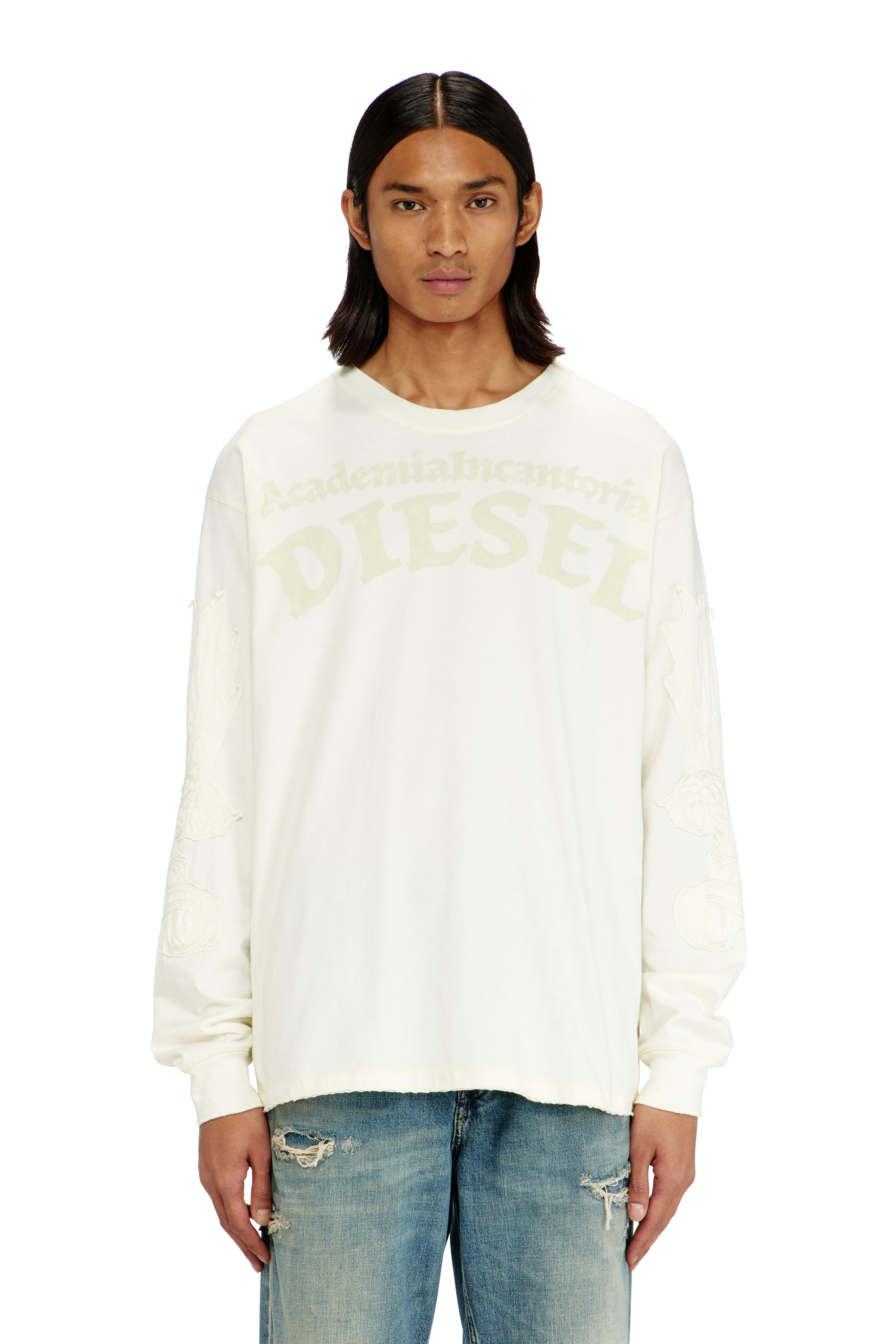 Diesel - T-NORM-LS-AA3, T-shirt manches longues avec imprim&eacute;s et patchs Homme in ToBeDefined - 1