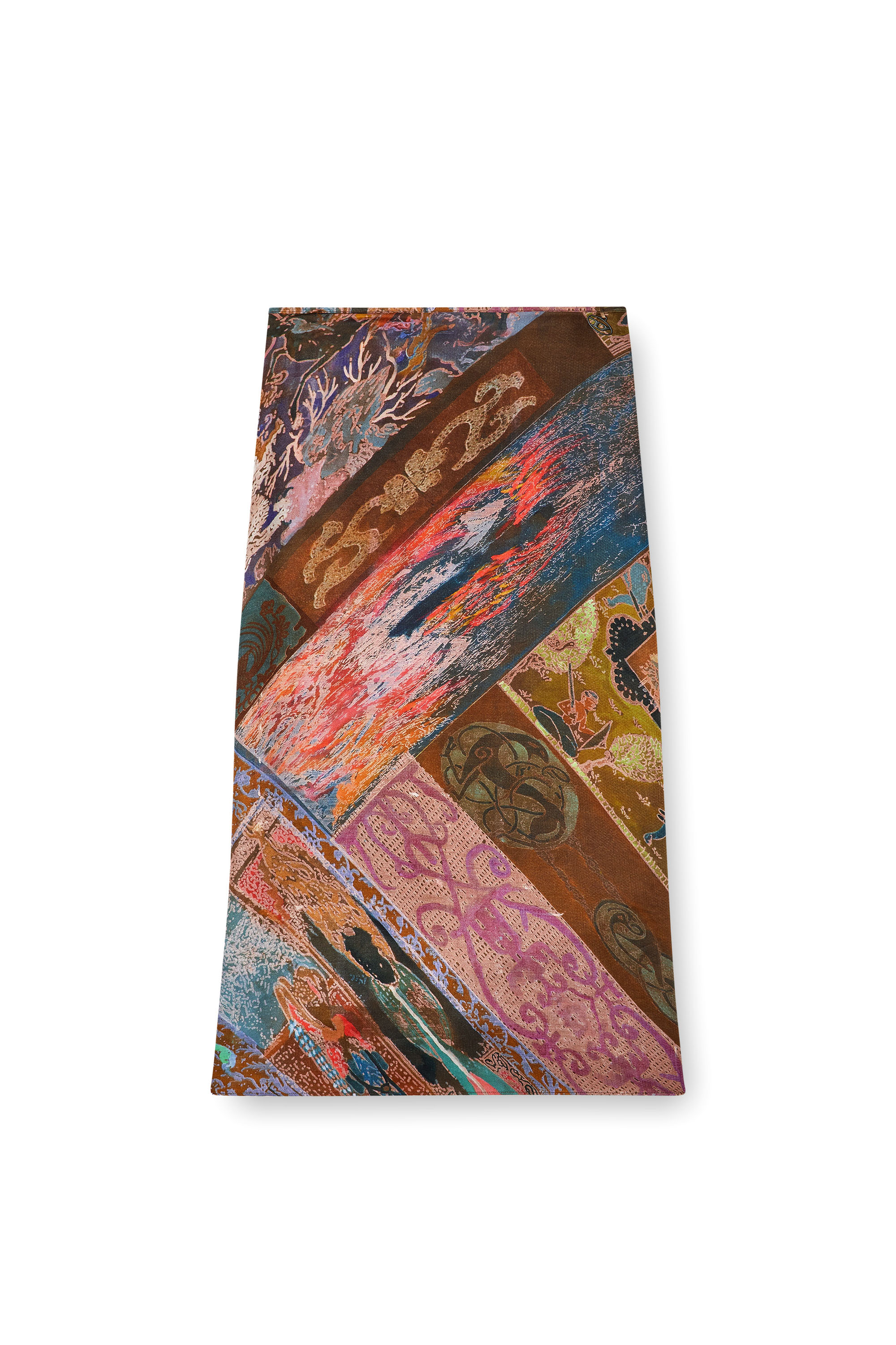 Diesel - O-RCHID, Jupe midi en viscose avec imprimé héraldique Femme in Marron - 2