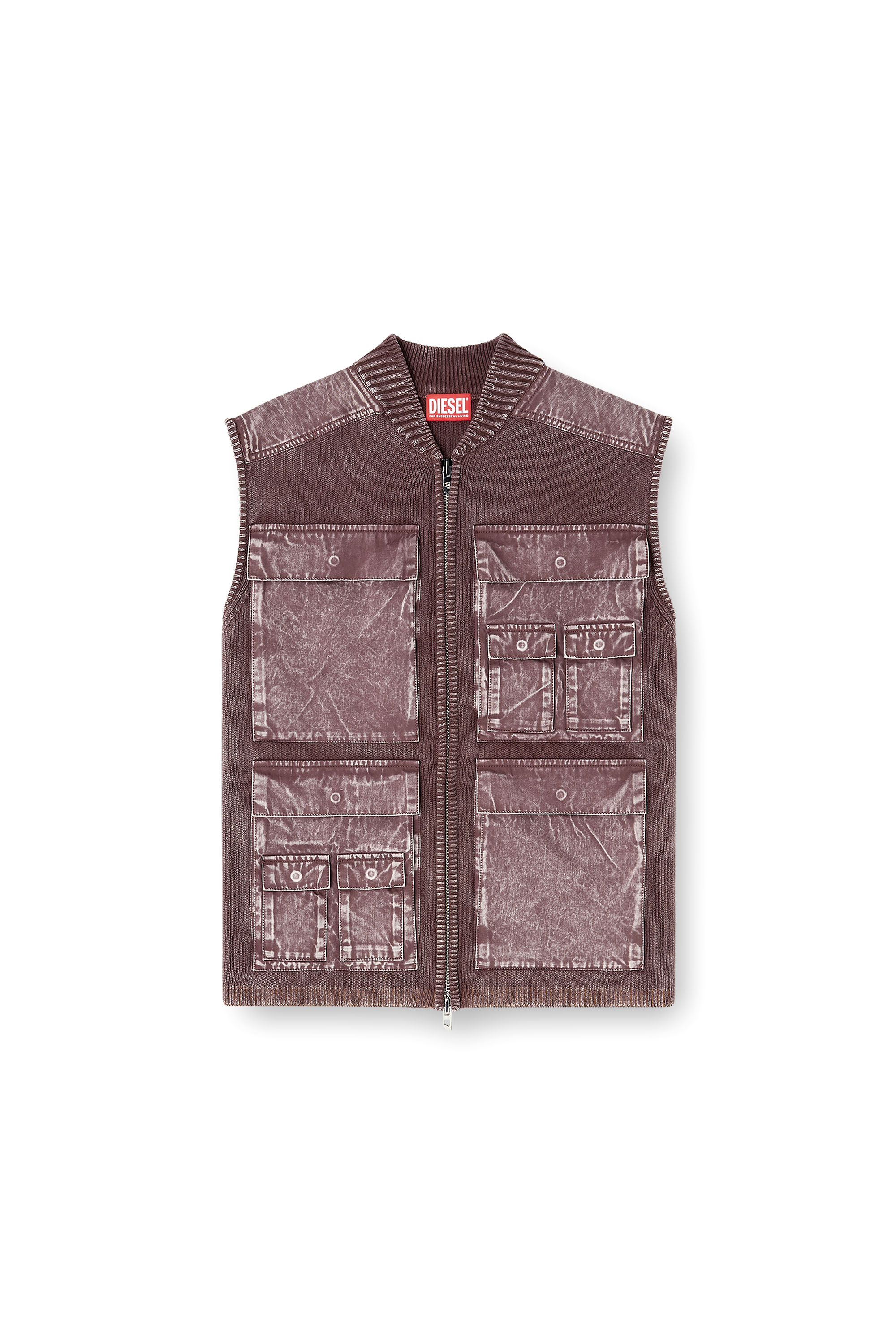 Diesel - K-GIULIUS, Gilet zipp&eacute; en maille avec poches cargo Homme in ToBeDefined - 3