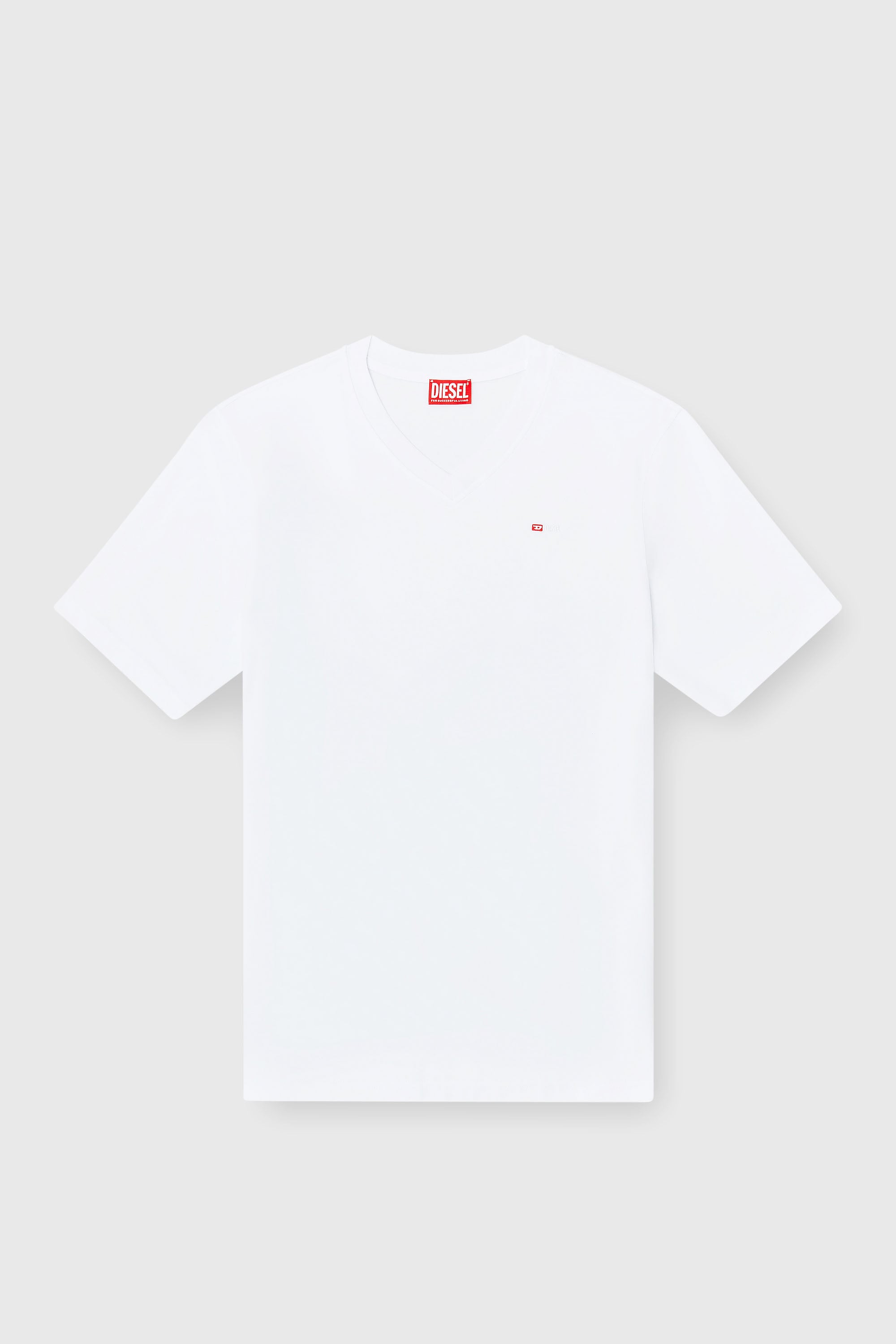 Diesel - T-ADJUST-V-MICRODIV, Man's V-neck T-shirt with micro logo embroidery in White - 2